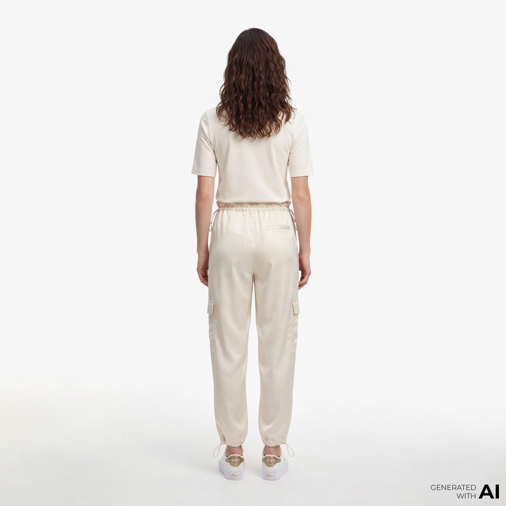 Kadın Oversize Fit Krem Kargo Pantolon