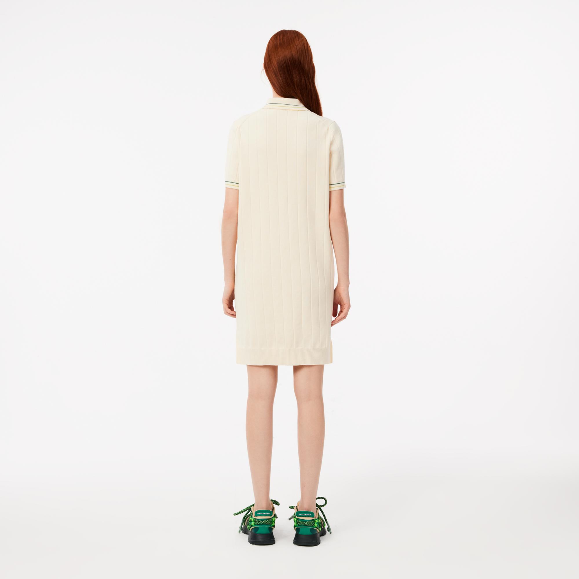 Kadın Regular Fit Kısa Kollu Polo Yaka Krem Elbise