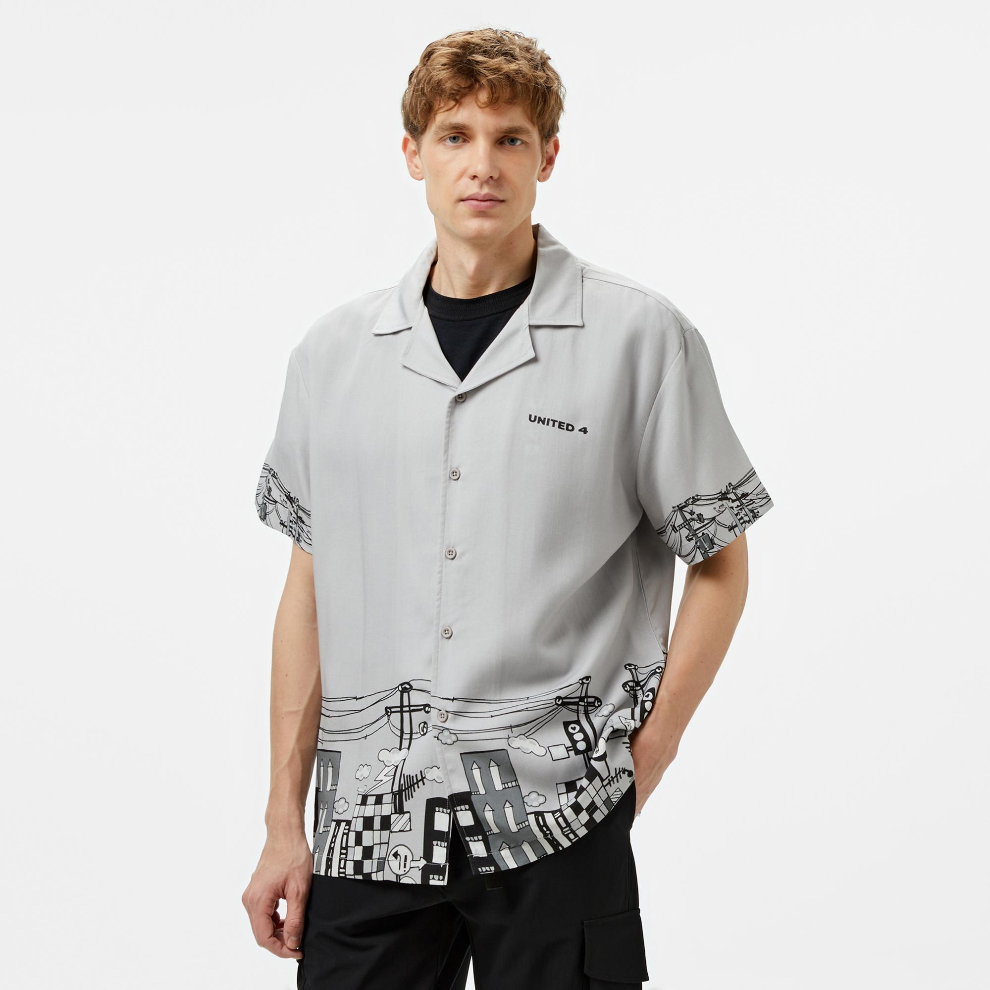 UNITED4 Erkek Gri Gömlek