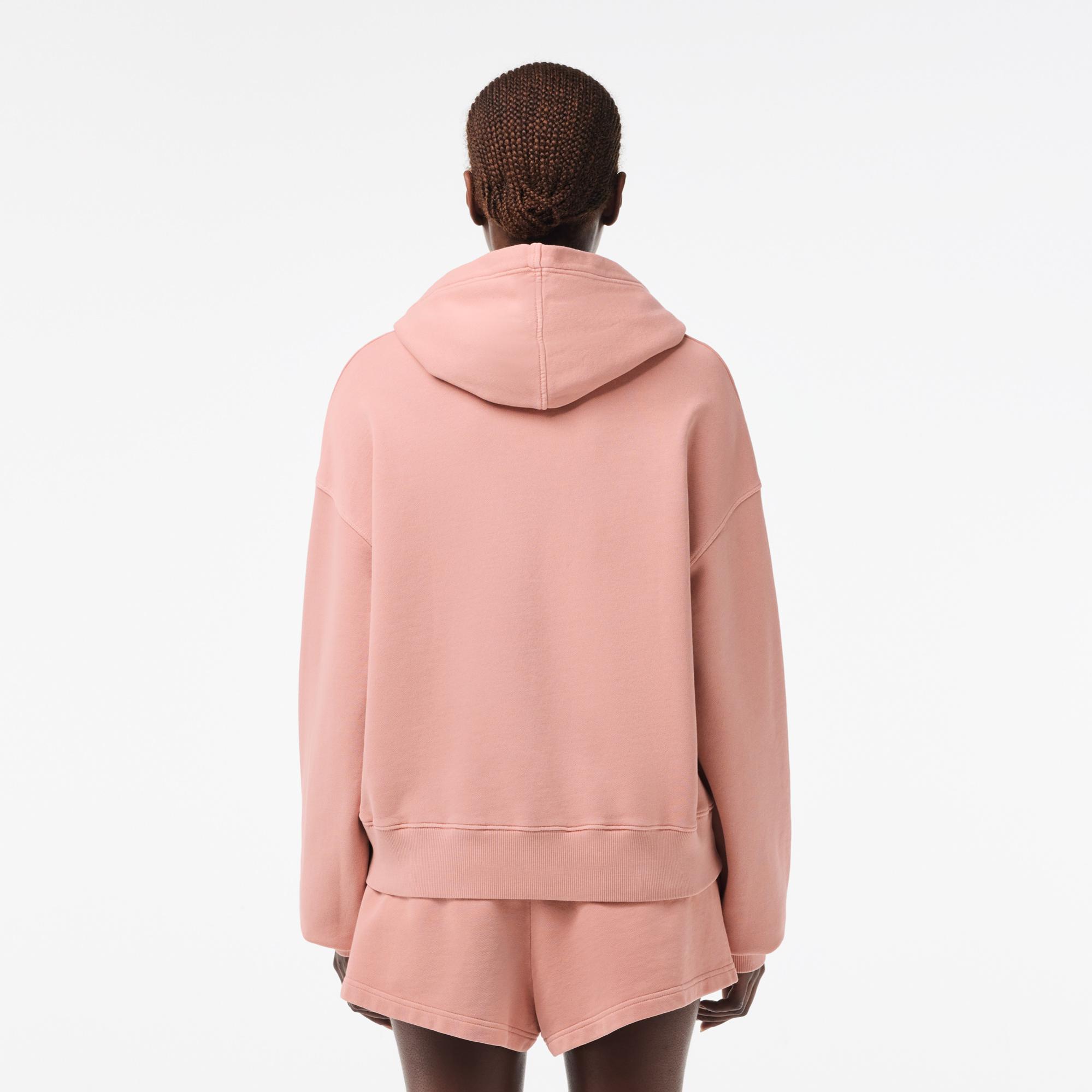 Kadın Oversize Fit Kapüşonlu Pembe Sweatshirt