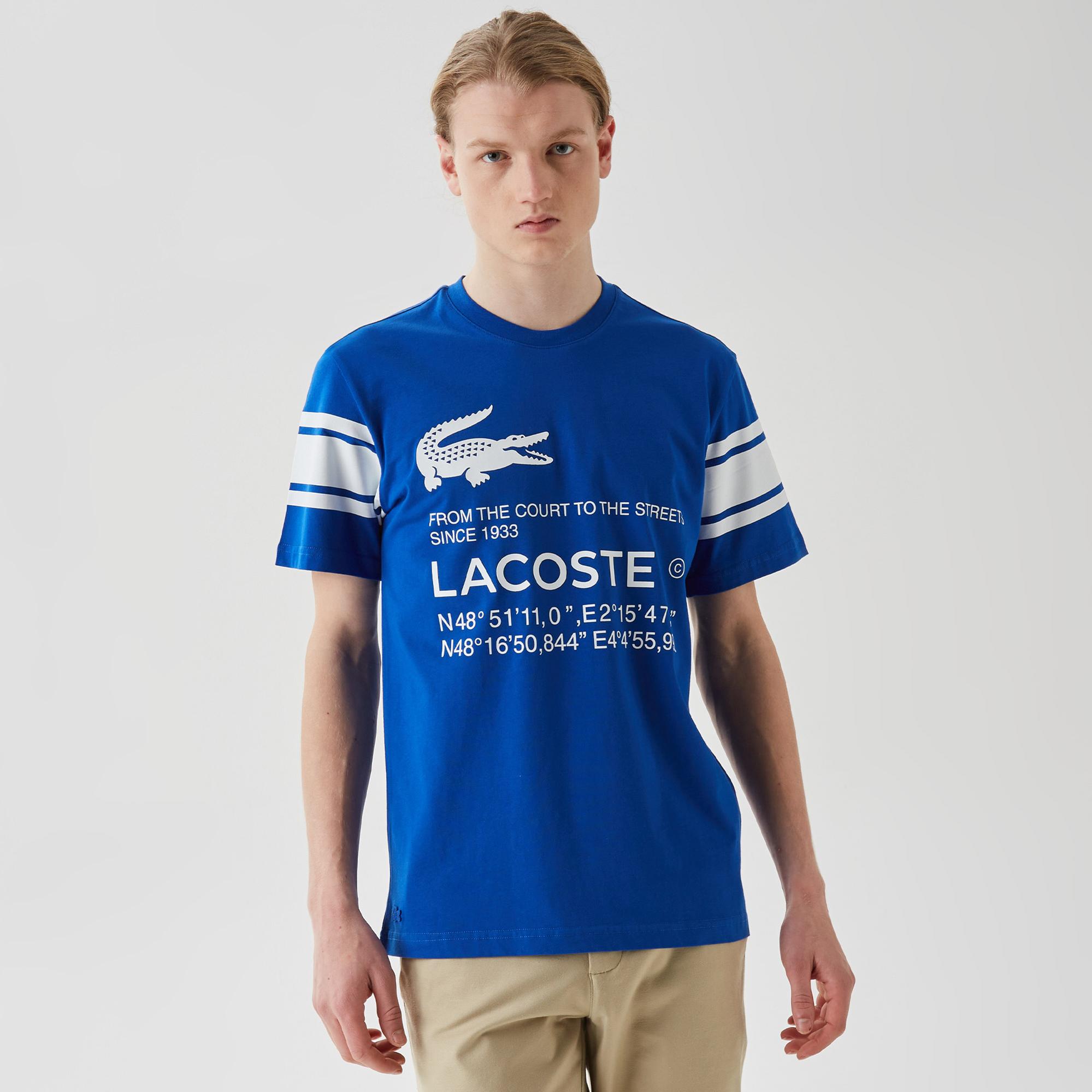 Active Erkek Relaxed Fit Bisiklet Yaka Baskılı Mavi T-Shirt