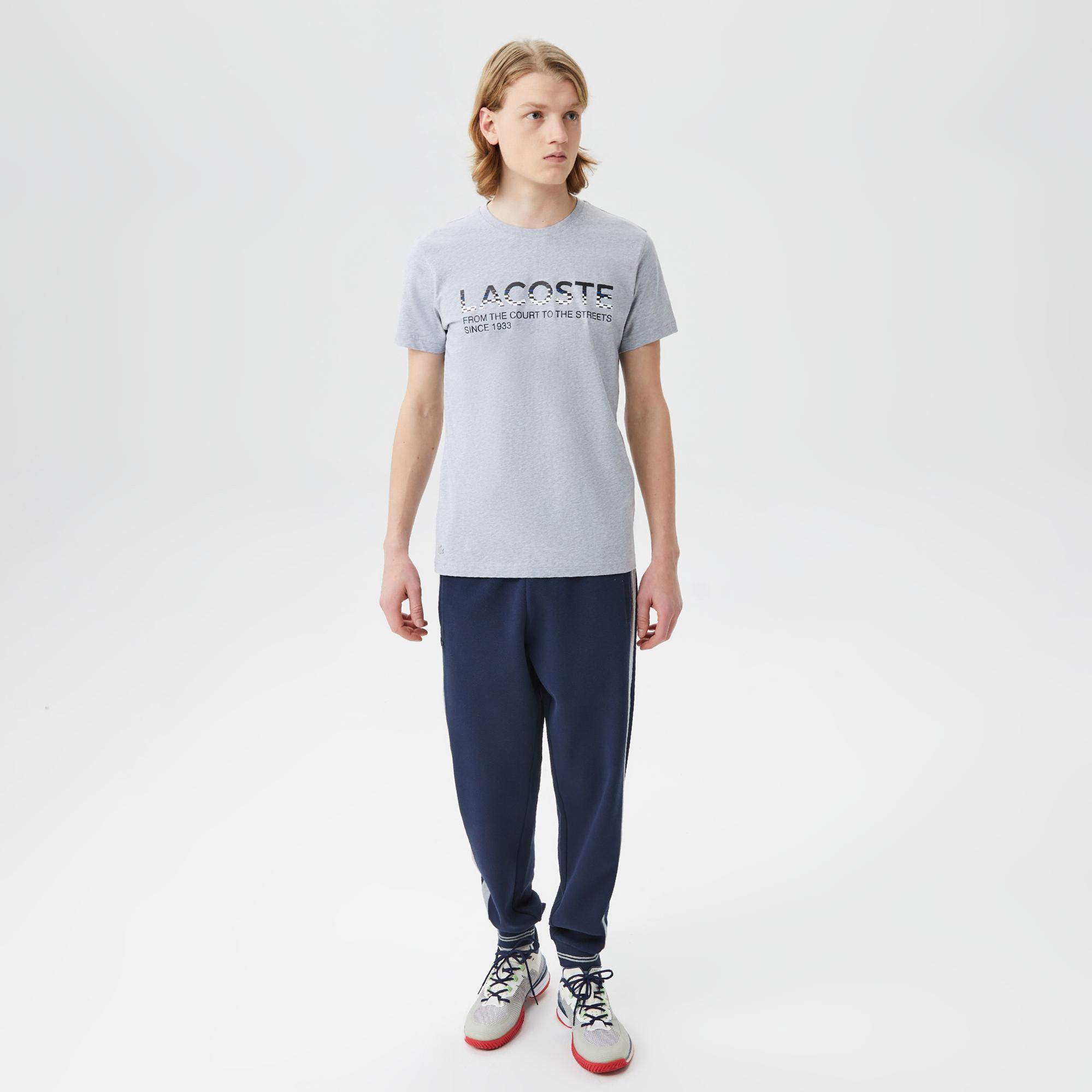 Erkek Regular Fit Bisiklet Yaka Baskılı Gri T-Shirt