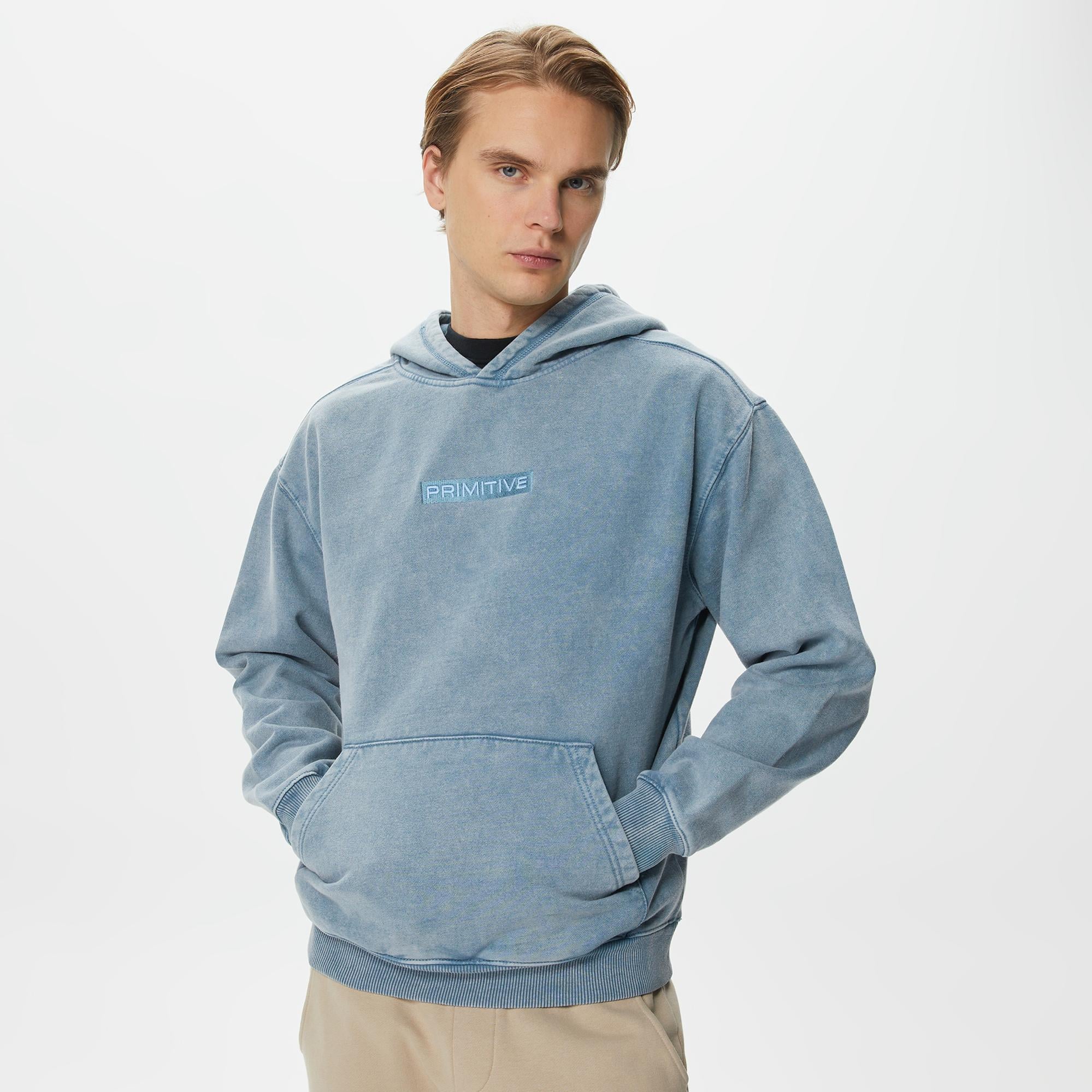 Primitive Euro Vintage Erkek Mavi Hoodie