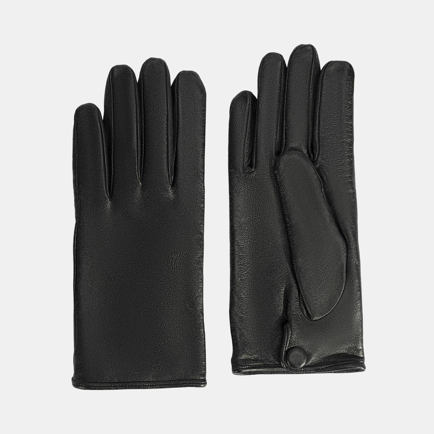 Siyah Kadın Deri Eldiven