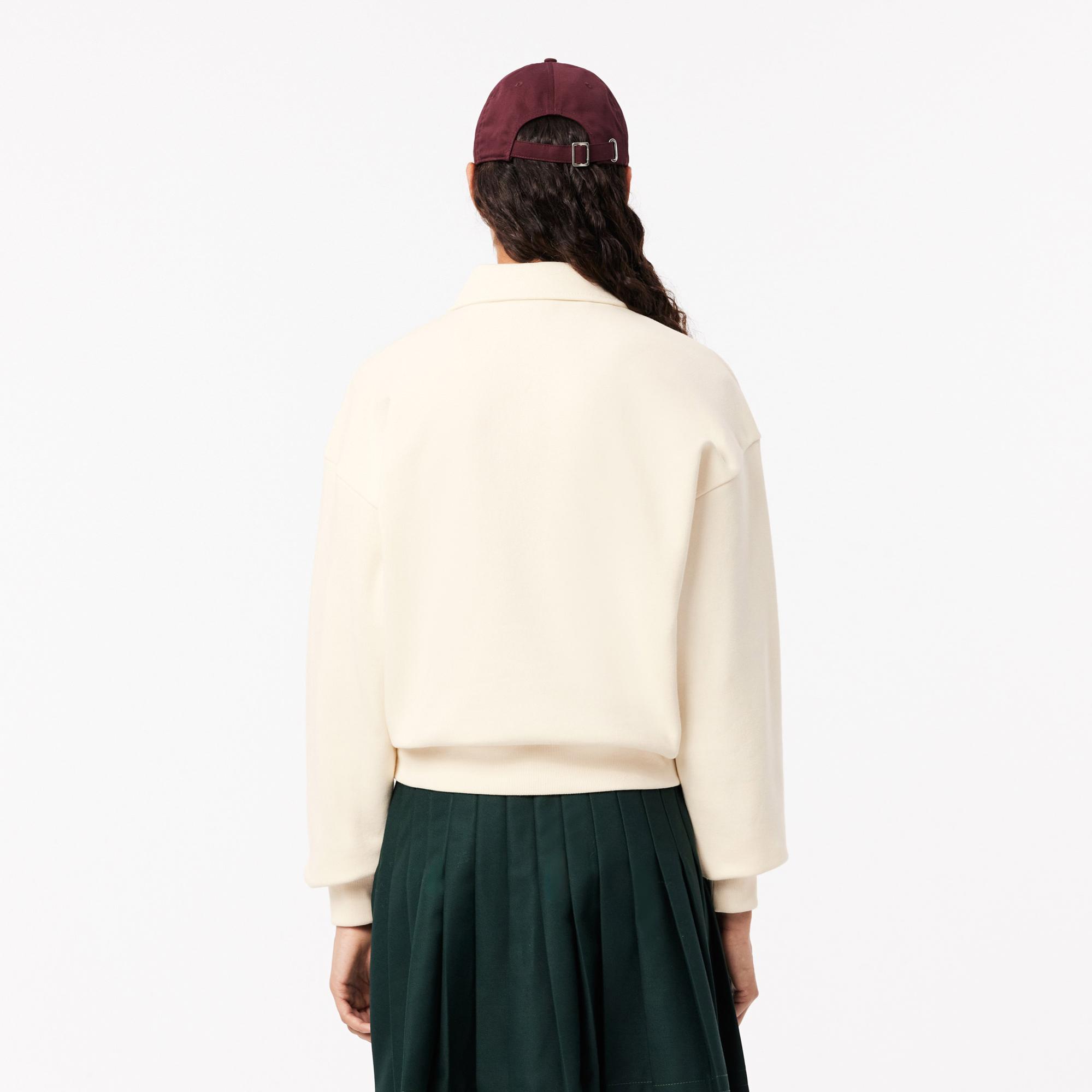 Lacoste Embroidered Kadın Beyaz Sweatshirt