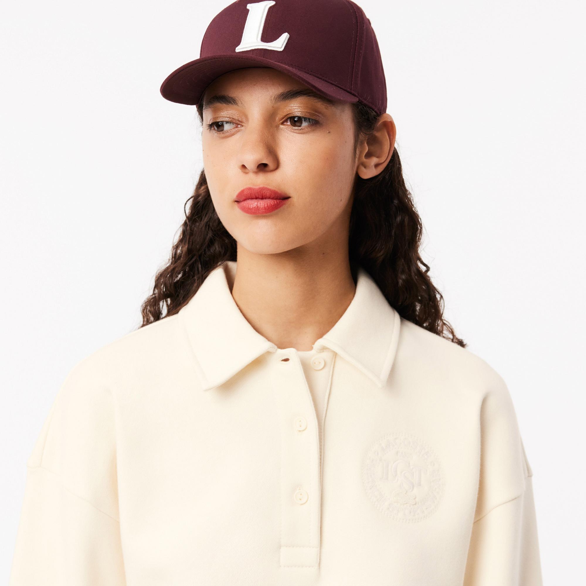 Lacoste Embroidered Kadın Beyaz Sweatshirt