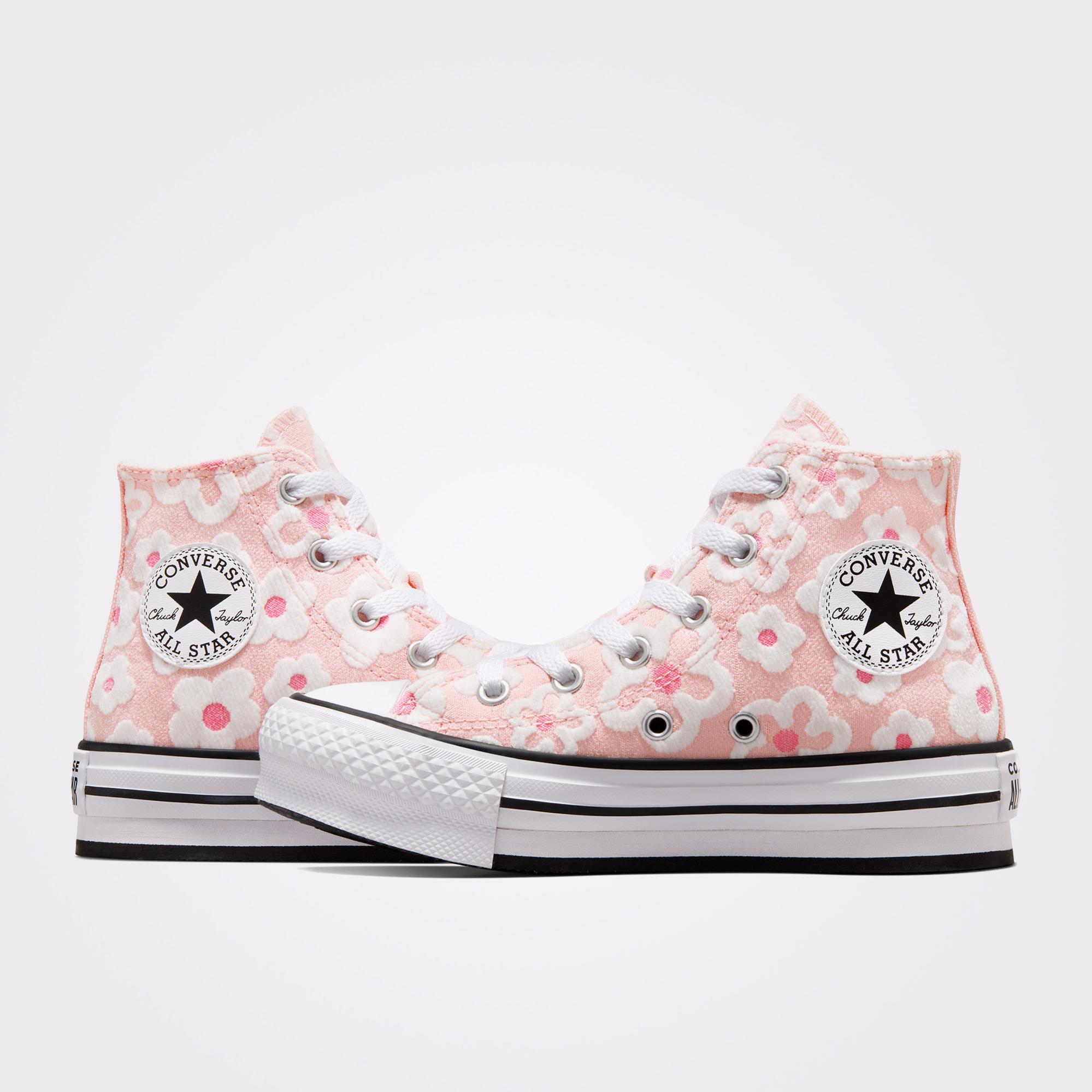 Converse Chuck Taylor All Star Lift Platform Floral Embroidery Çocuk Pembe Sneaker