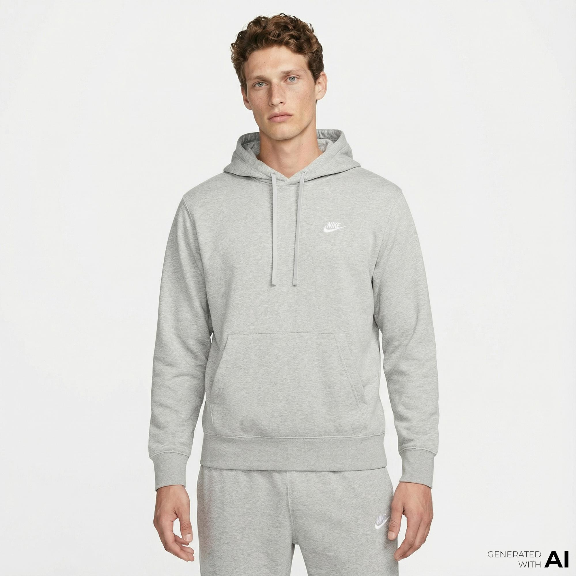 Nike Club Erkek Gri Hoodie