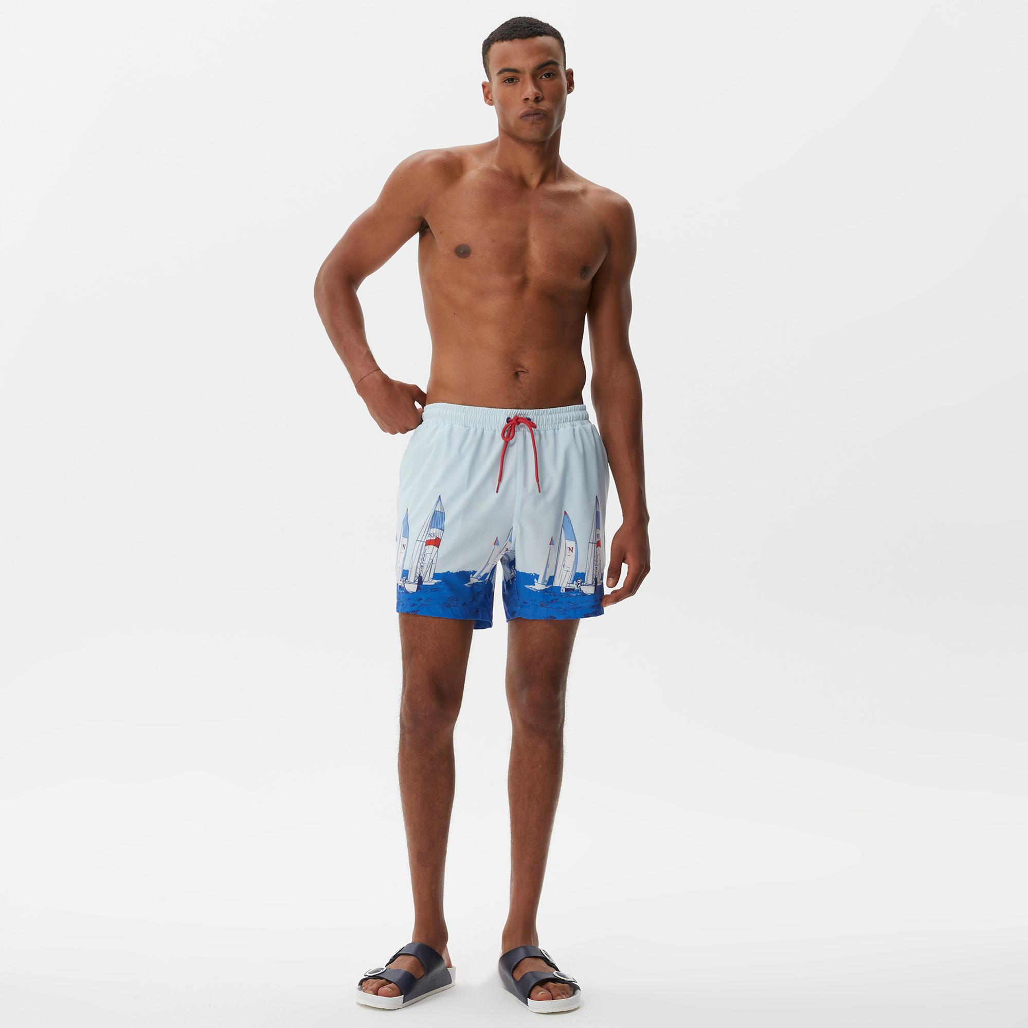 Nautica Erkek Mavi Baskılı Deniz Şortu