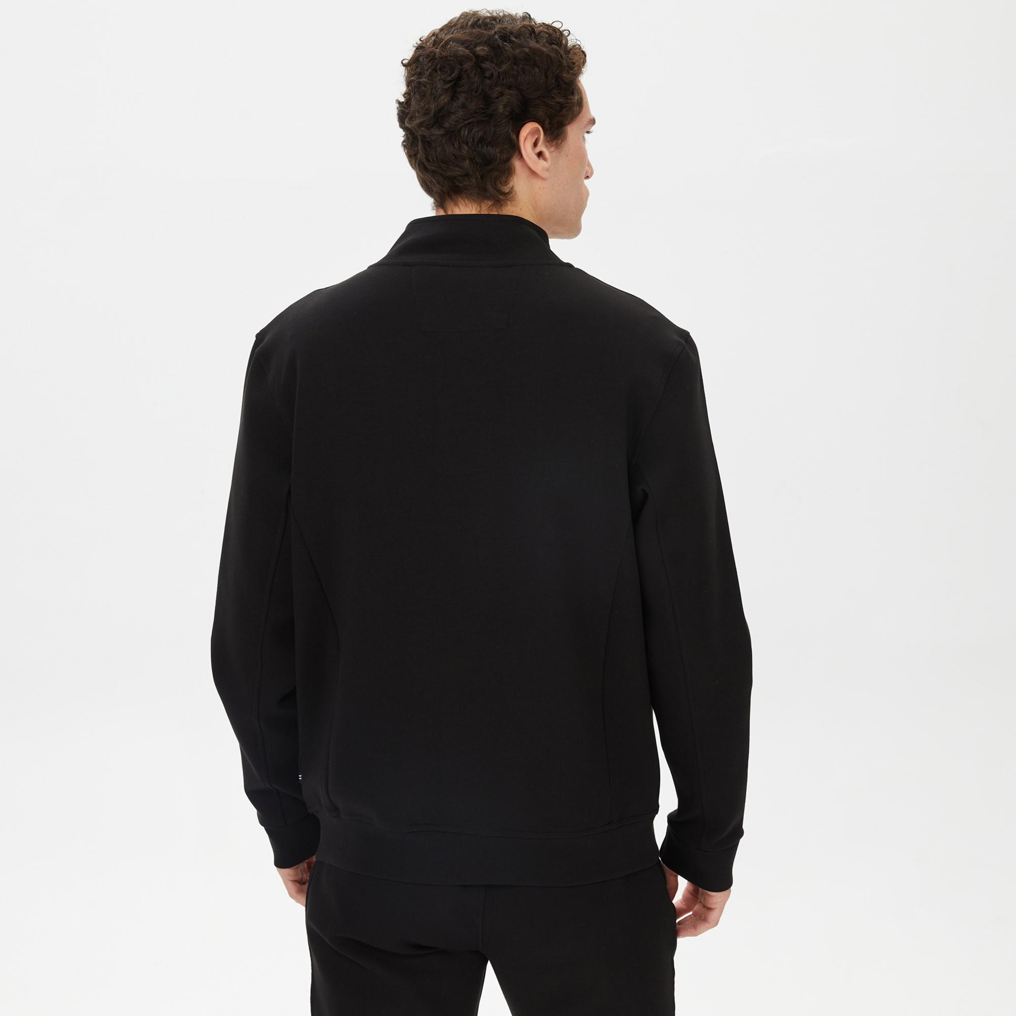 Nautica Erkek Siyah Standart Fit Dik Yakalı Sweatshirt