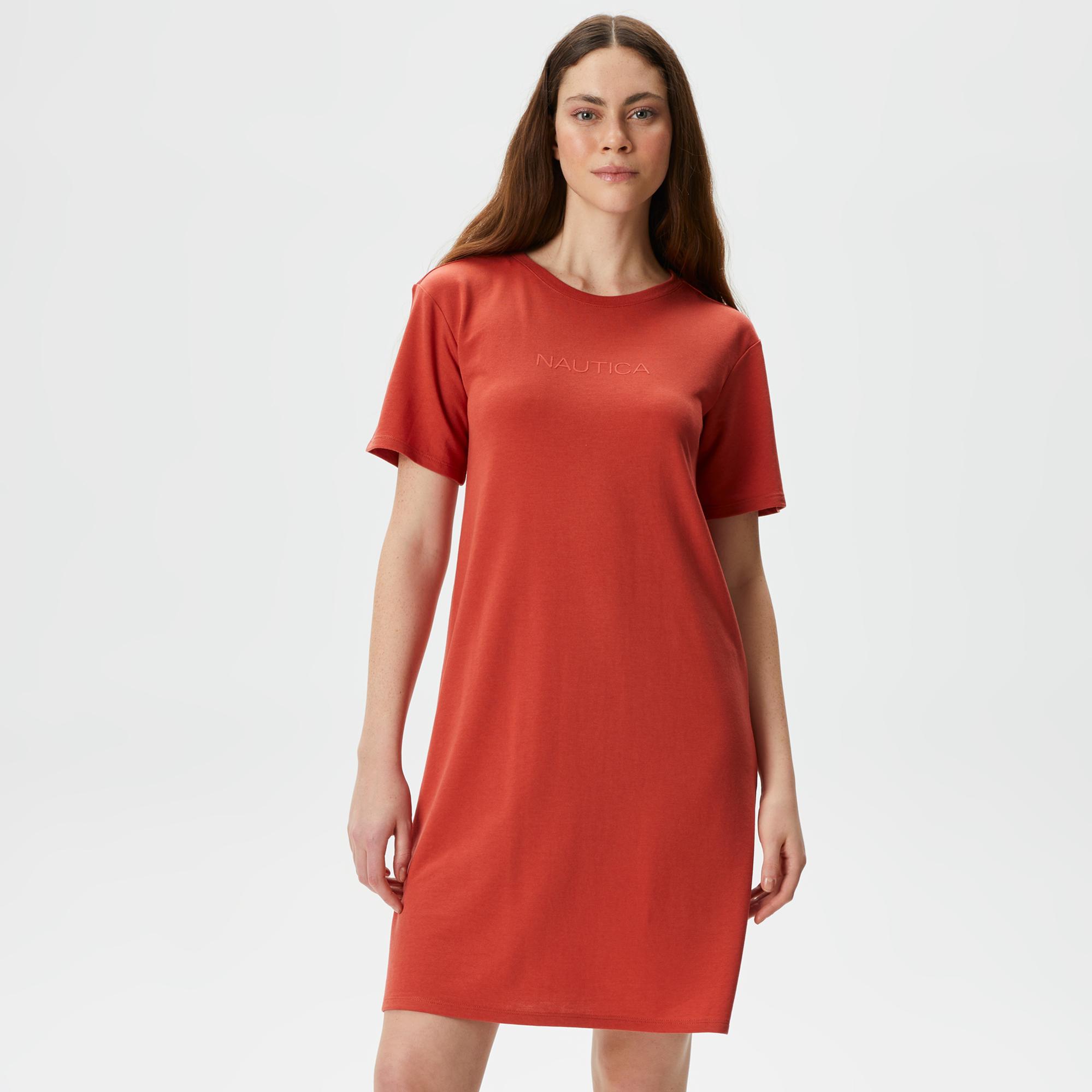 Nautica Kadın Kırmızı Relaxed Fit Kısa Kollu Elbise