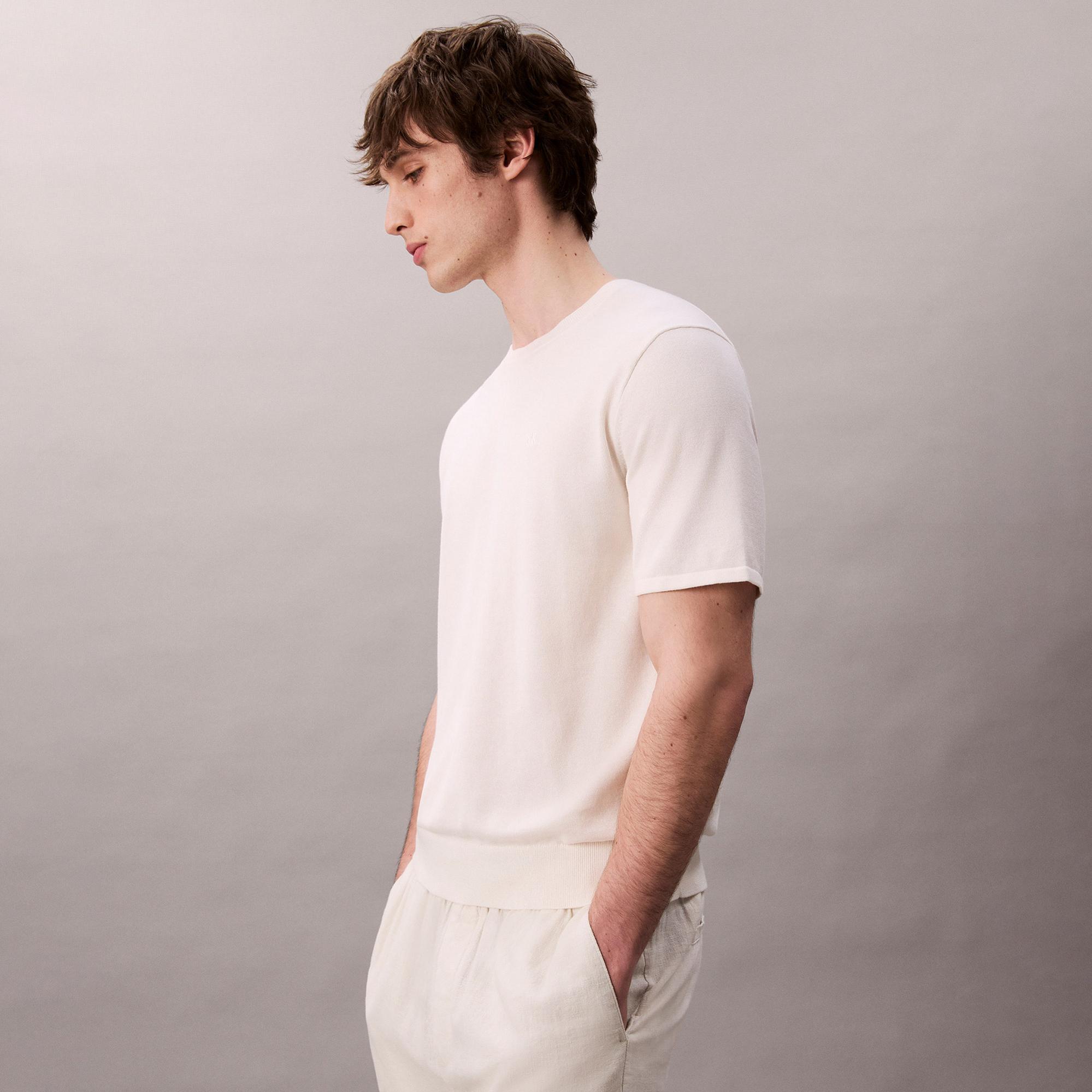 Calvin Klein Supima Erkek Beyaz Triko