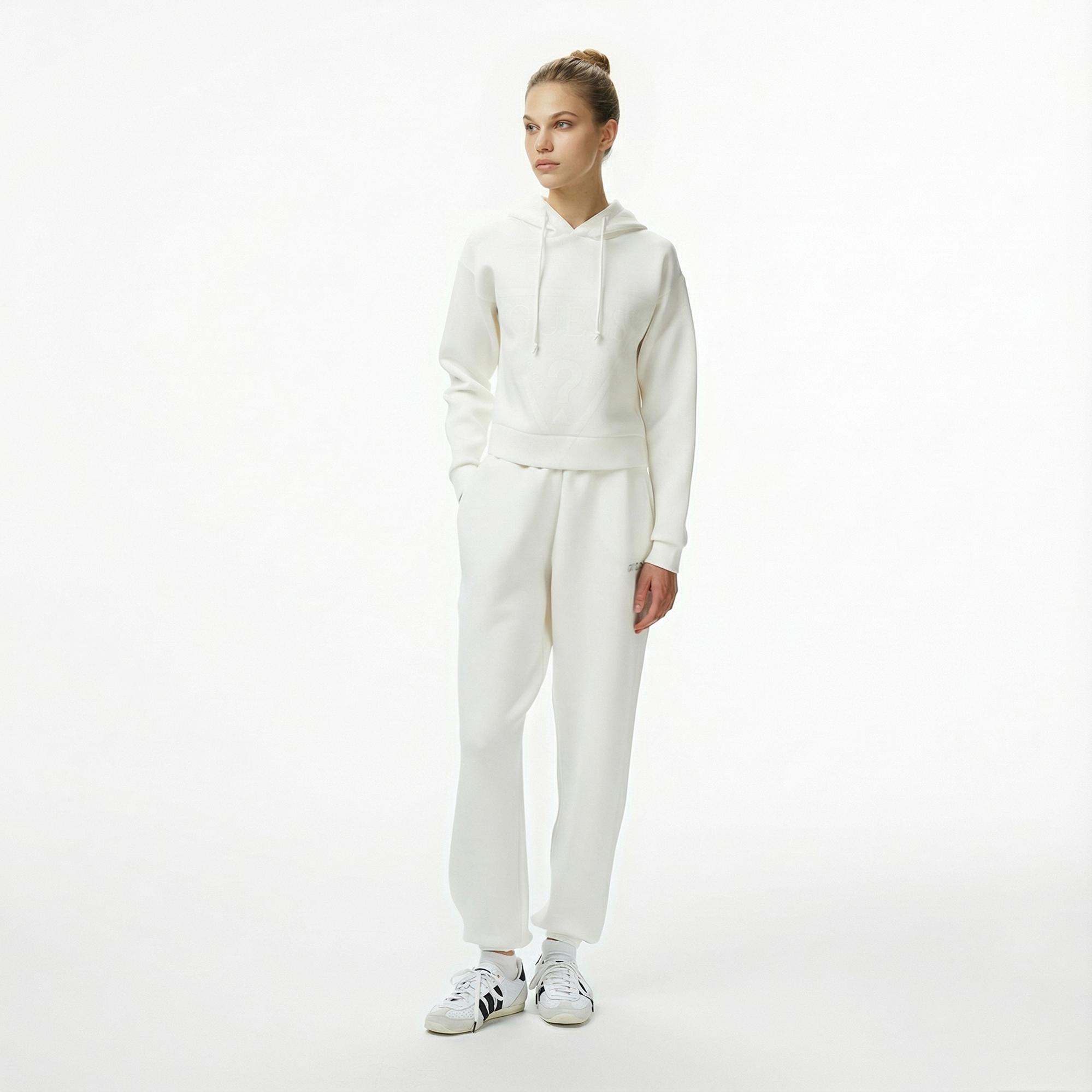 Guess New Alisa Kadın Beyaz Hoodie