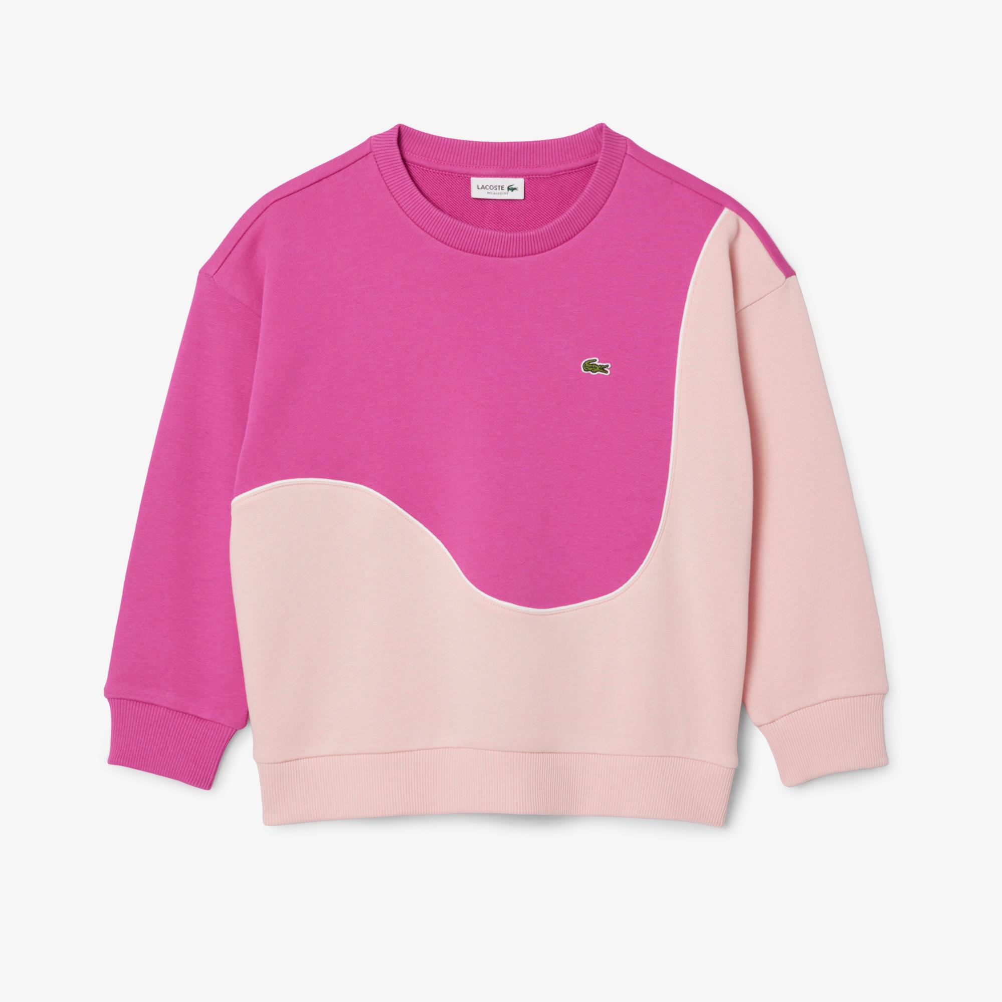 Lacoste Renk Bloklu Çocuk Pembe Sweatshirt
