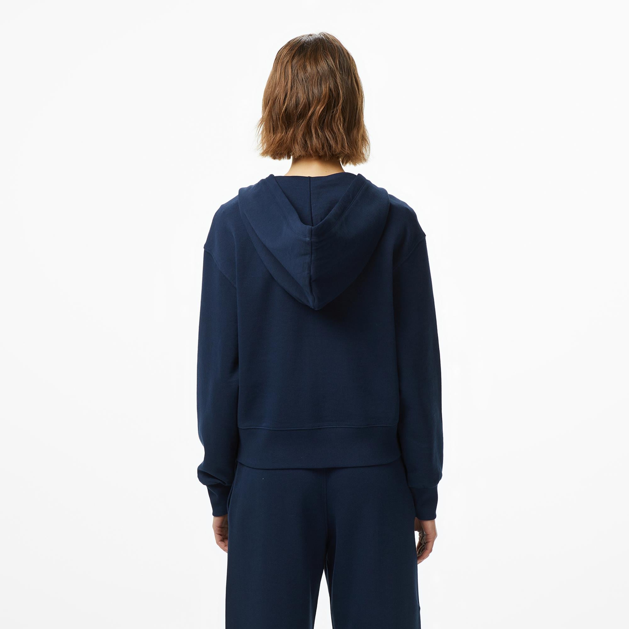 Tommy Hilfiger Script Regular Pique Kadın Fermuarlı Lacivert Hoodie