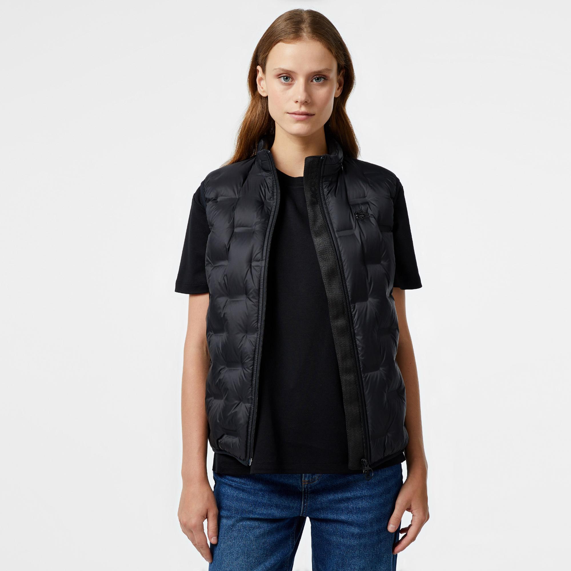 Lacoste Kadın Regular Fit Kapüşonlu Kapitone Siyah Yelek