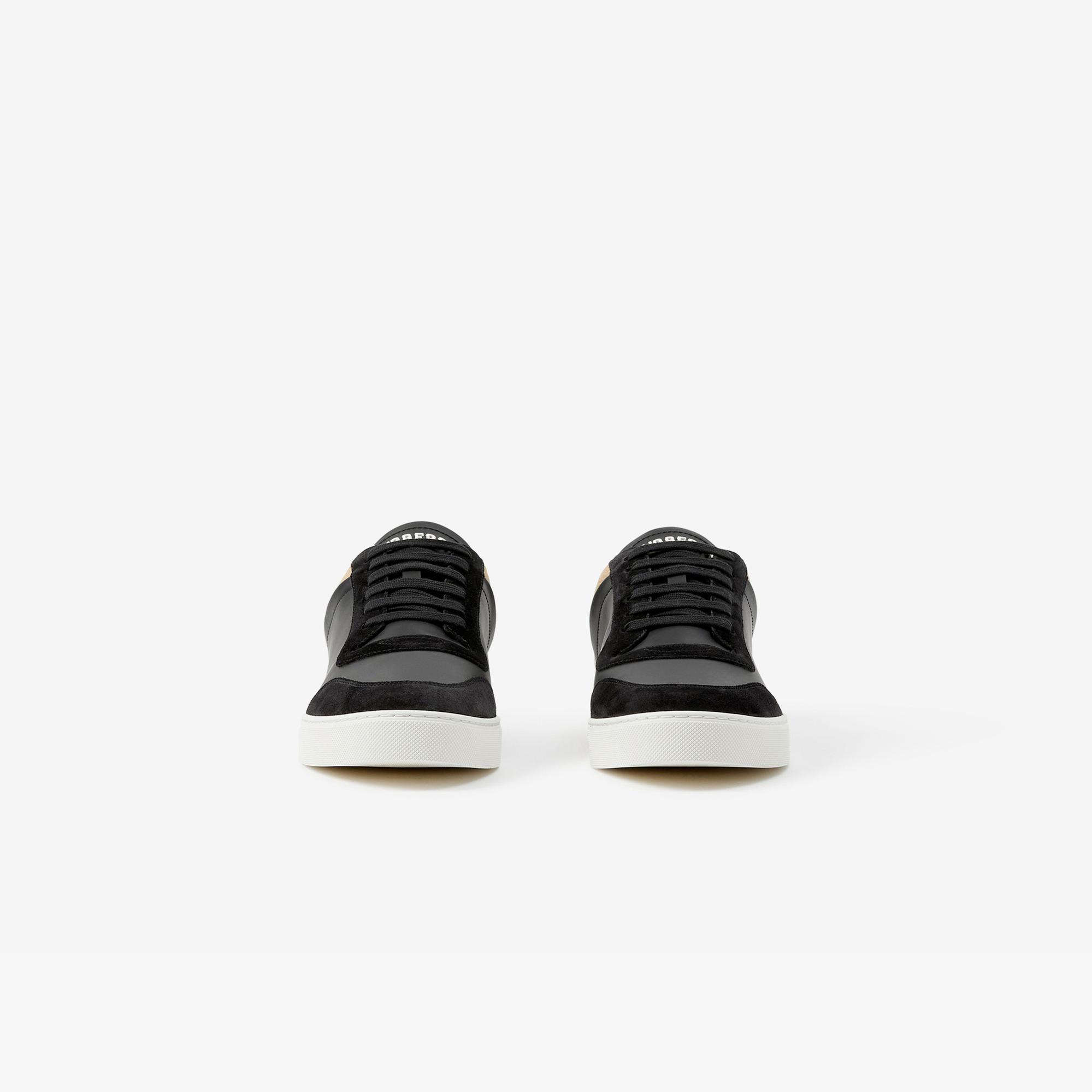 Burberry Leather, Suede and Check Erkek Siyah Sneaker