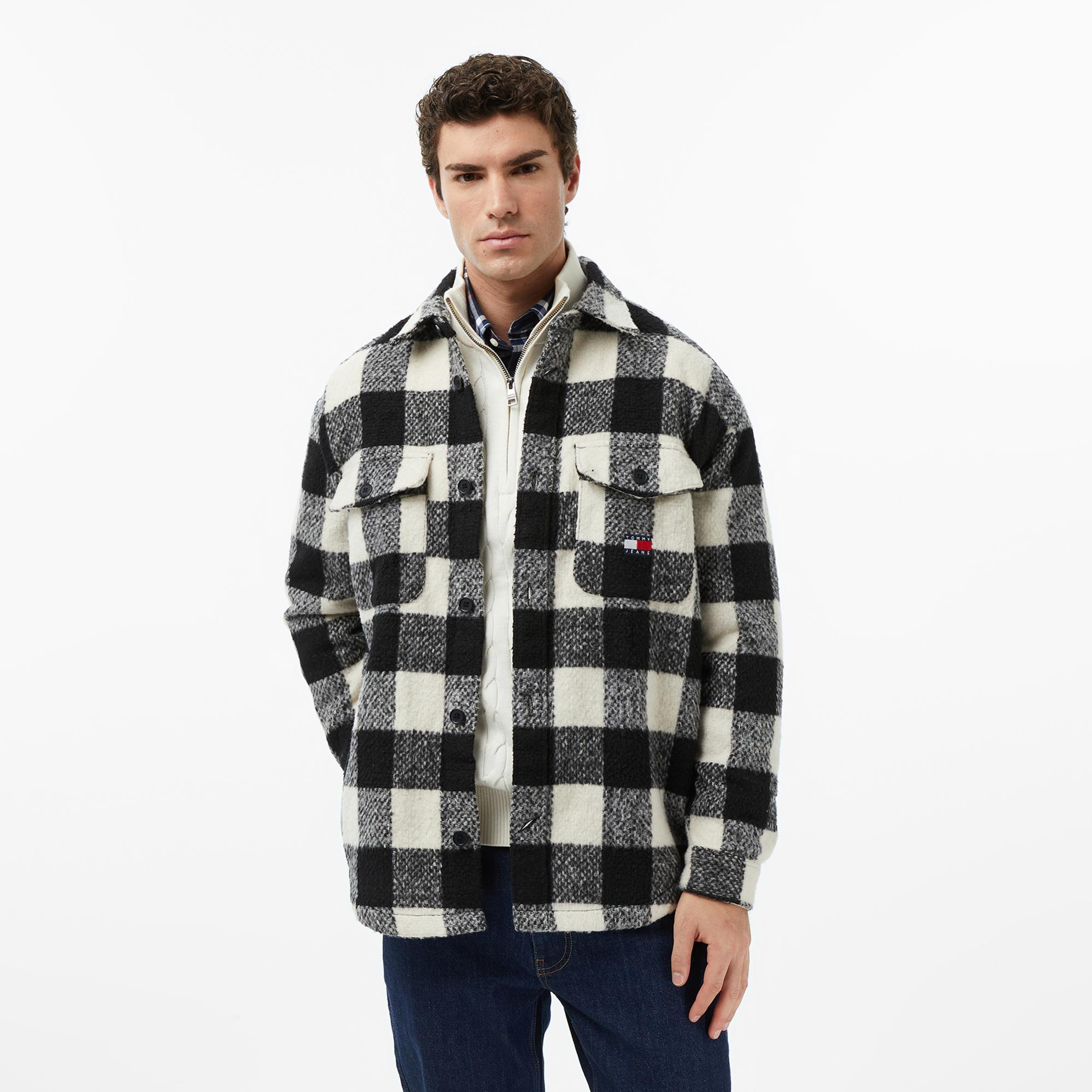 Tommy Jeans Check Overshirt Erkek Siyah Gömlek