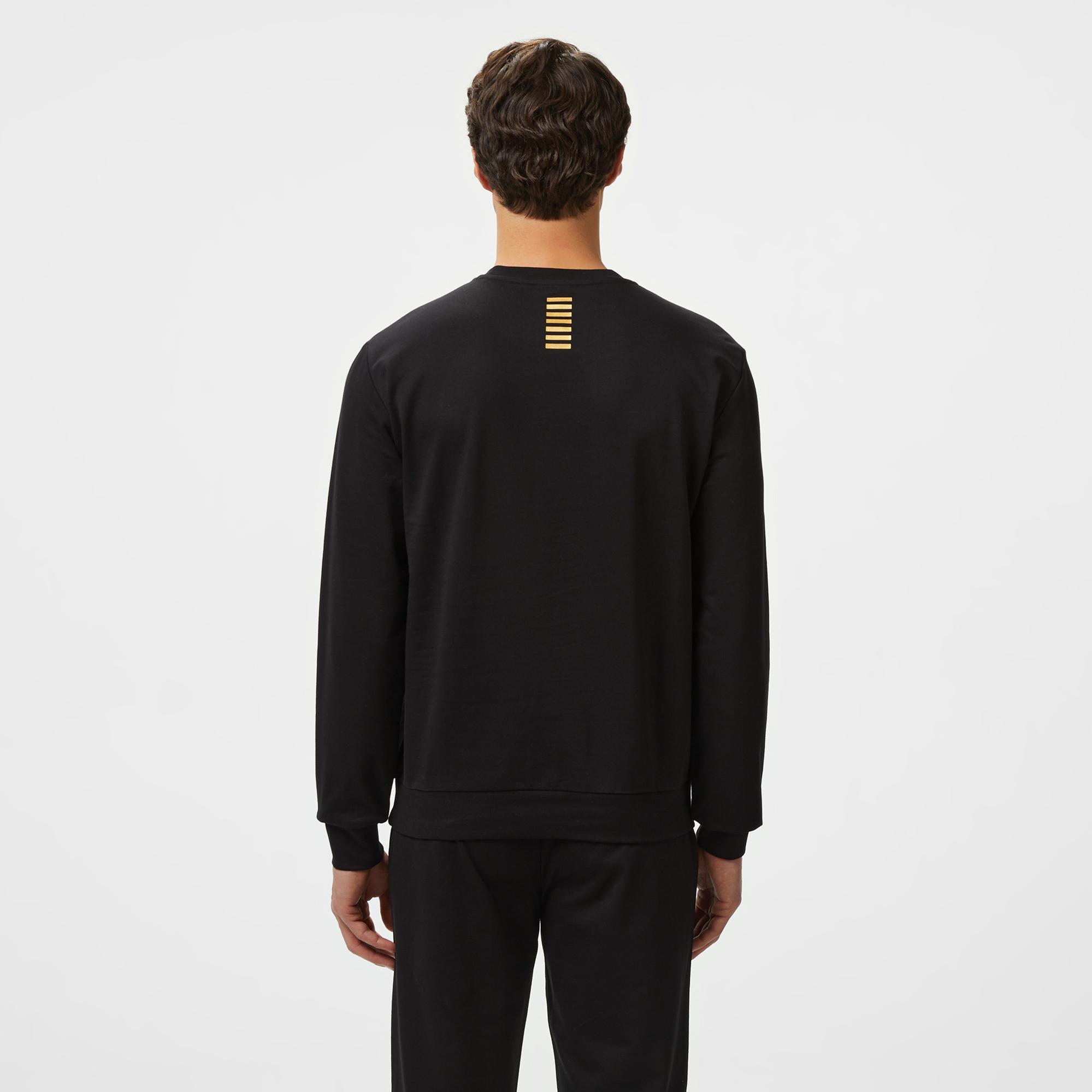 EA7 Erkek Siyah Bisiklet Yaka Sweatshirt