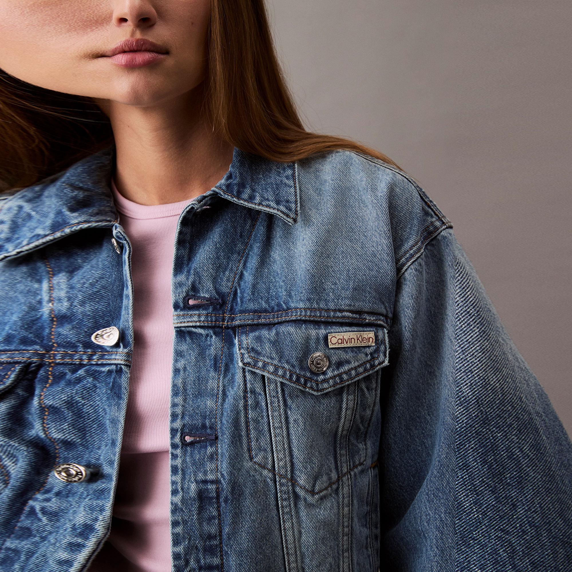 Calvin Klein 90S Trucker Gold Dust Kadın Mavi Ceket