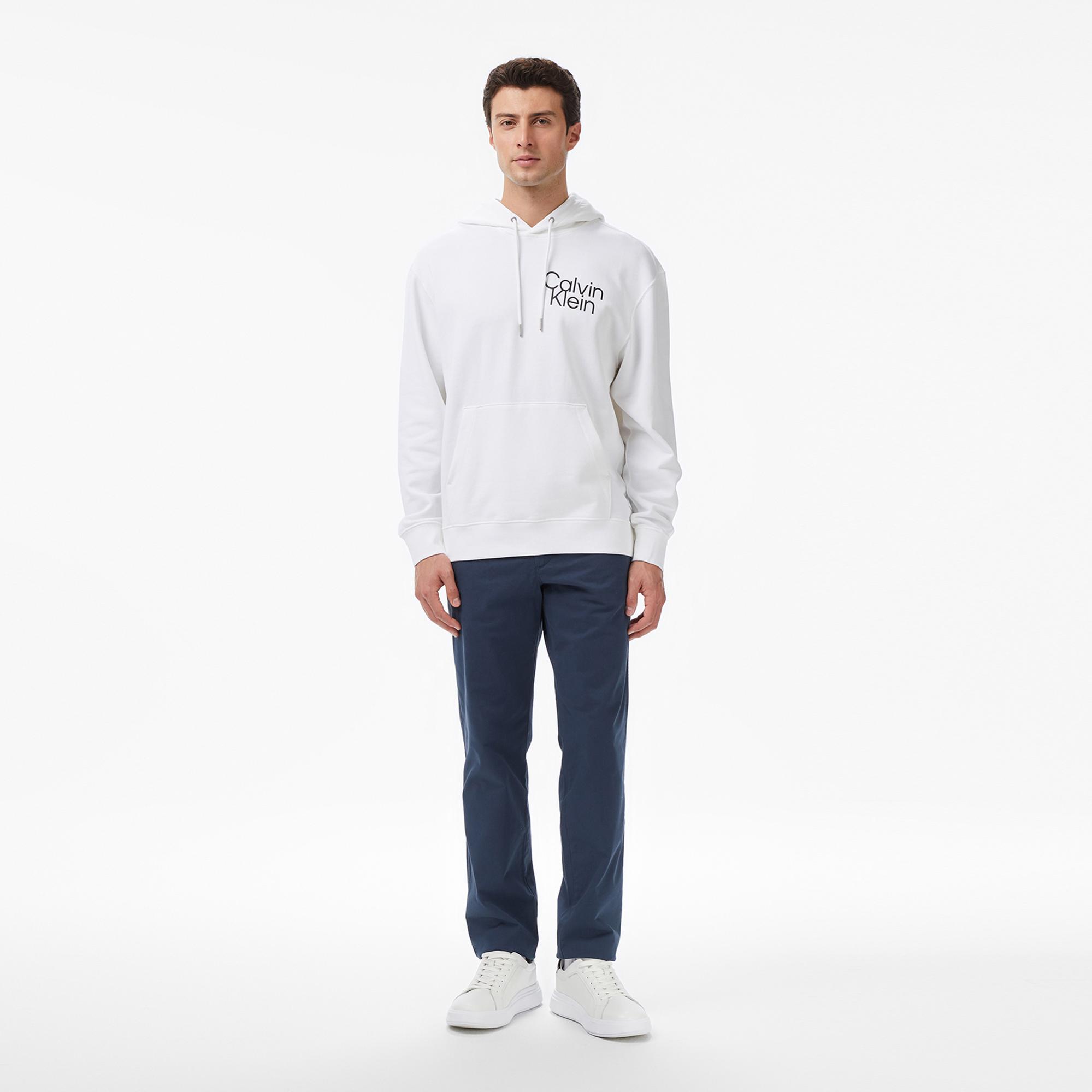 Calvin Klein Terry Graphic Erkek Beyaz Sweatshirt