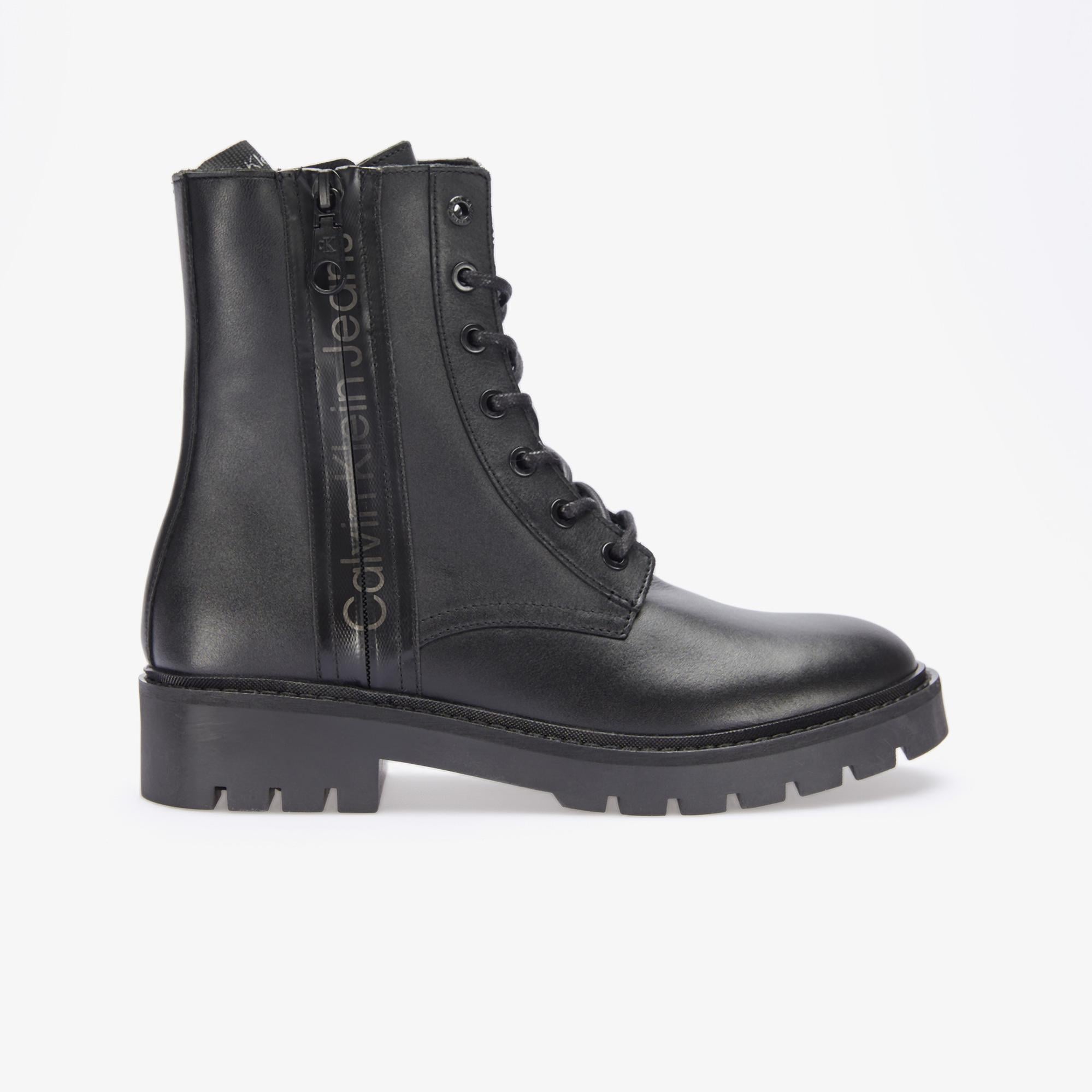 Calvin Klein Jeans Combat Mıd Laceup Boot Zip Kadın Siyah Yağmur Botu