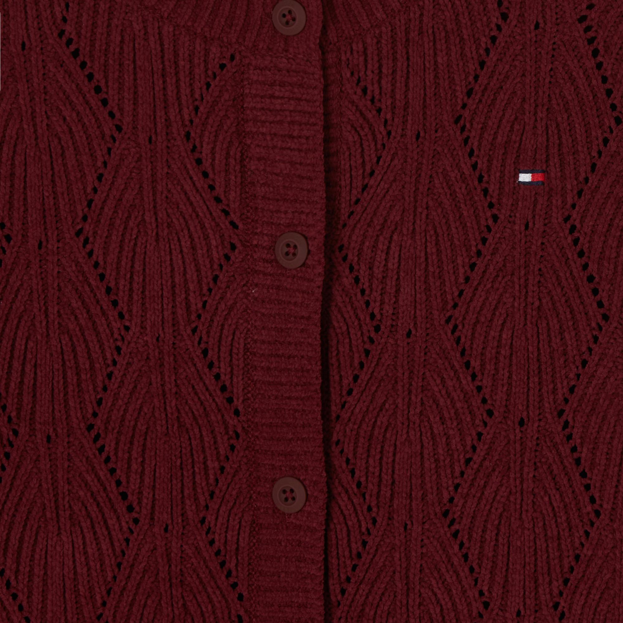 Tommy Hilfiger Chenılle Çocuk Bordo Hırka