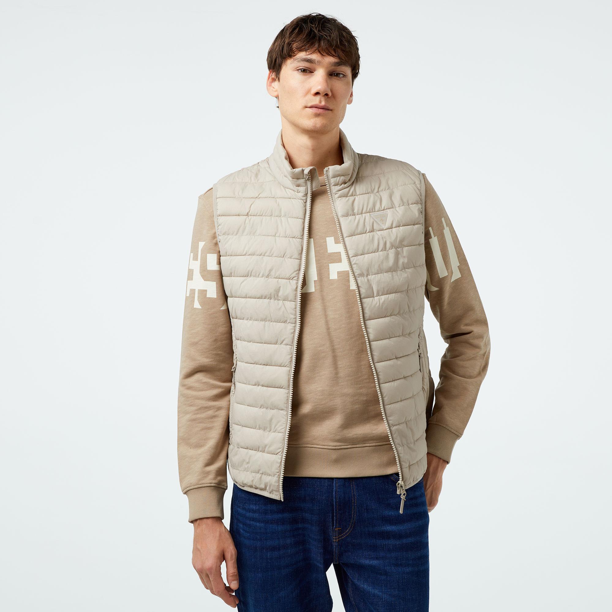 Guess Lauper Padded Vest Nylon Stretch Ripstop Erkek Be Yelek