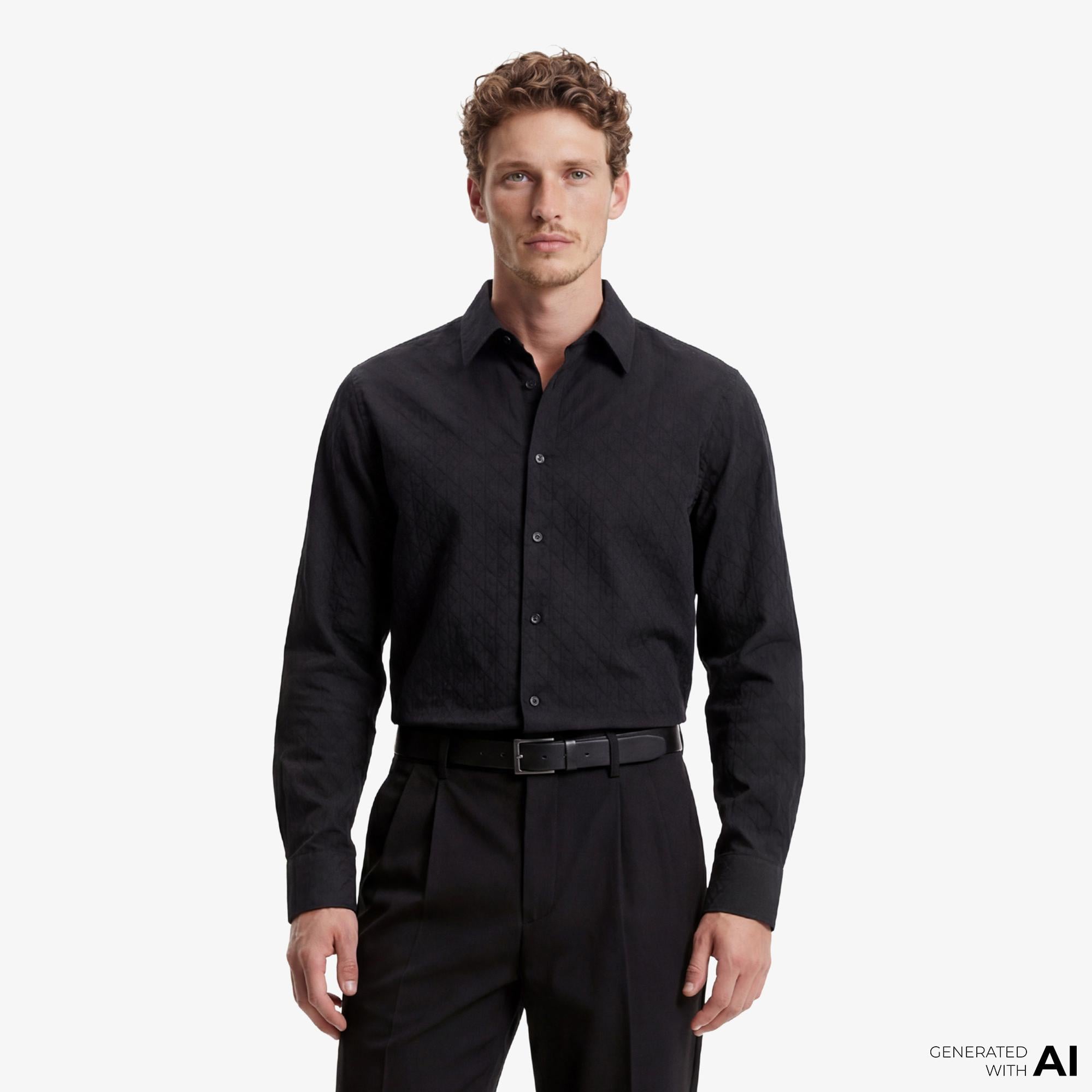 Calvin Klein Jacquard Easy Erkek Siyah Gömlek