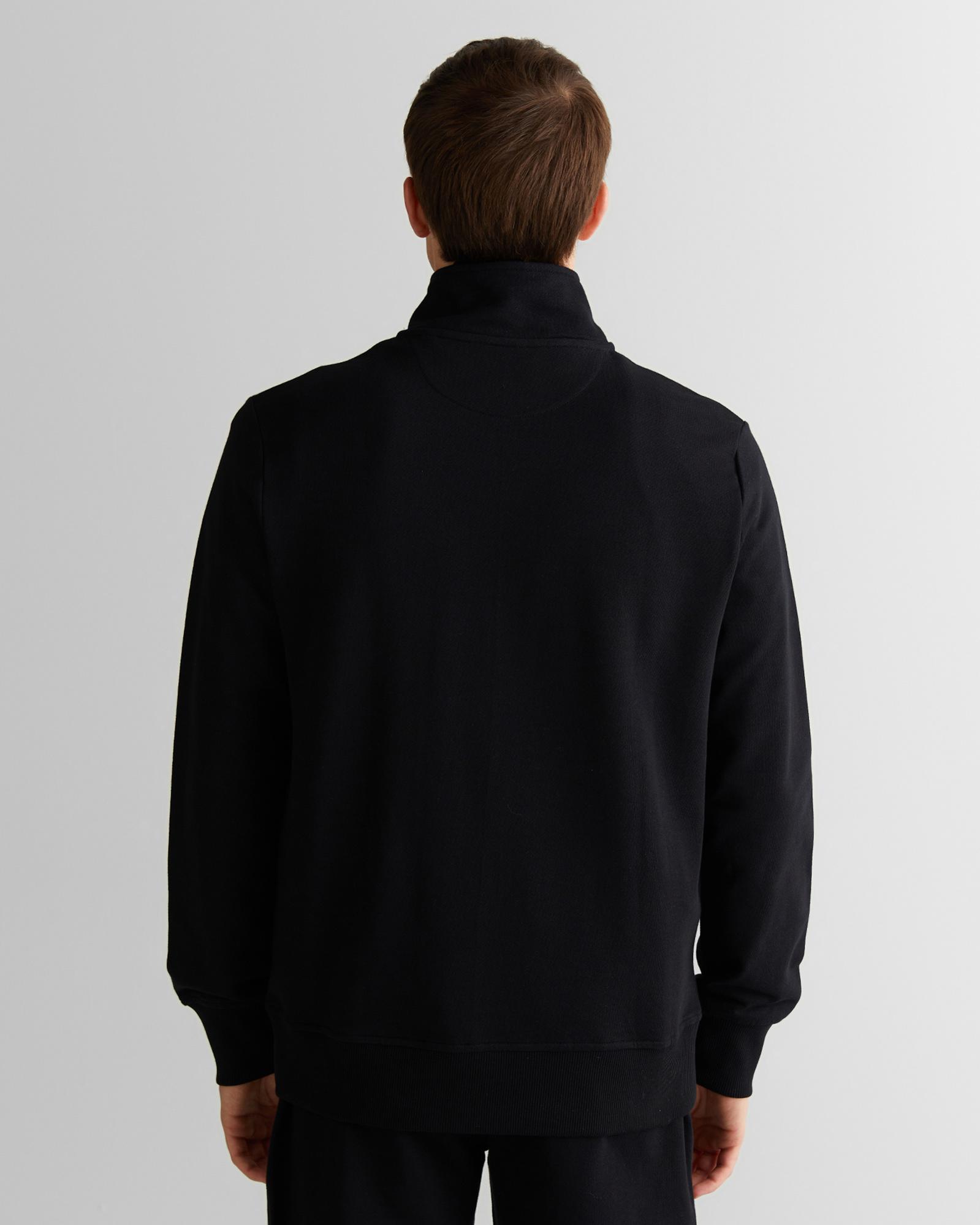 GANT Erkek Siyah Regular Fit Yarım Fermuarlı Logolu Sweatshirt