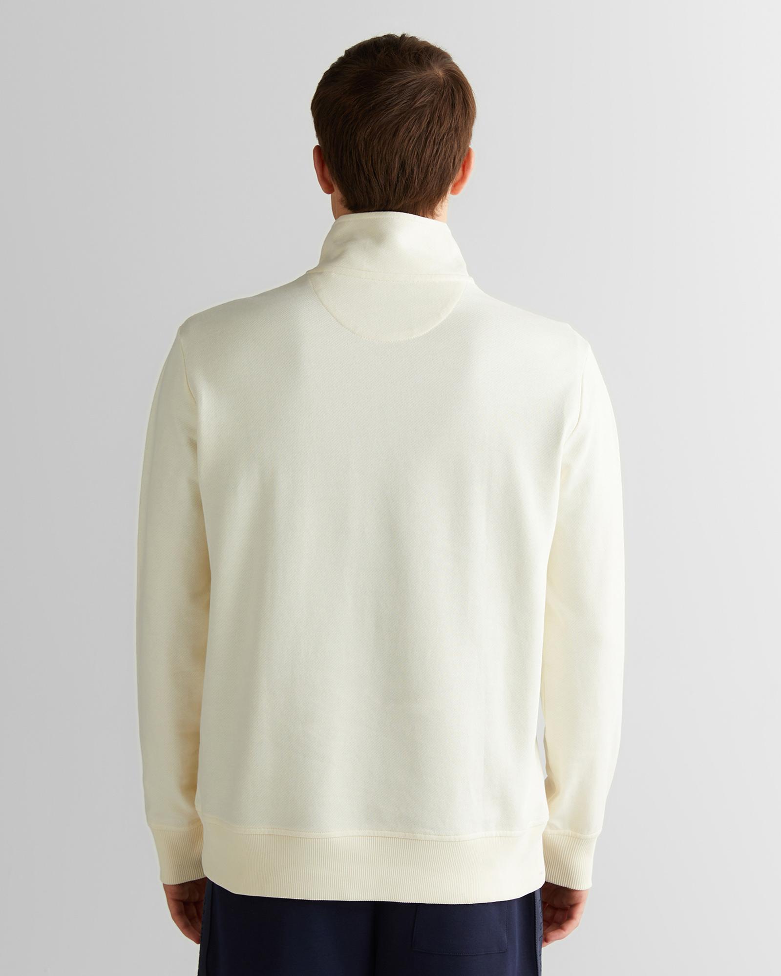 GANT Erkek Krem Regular Fit Yarım Fermuarlı Logolu Sweatshirt