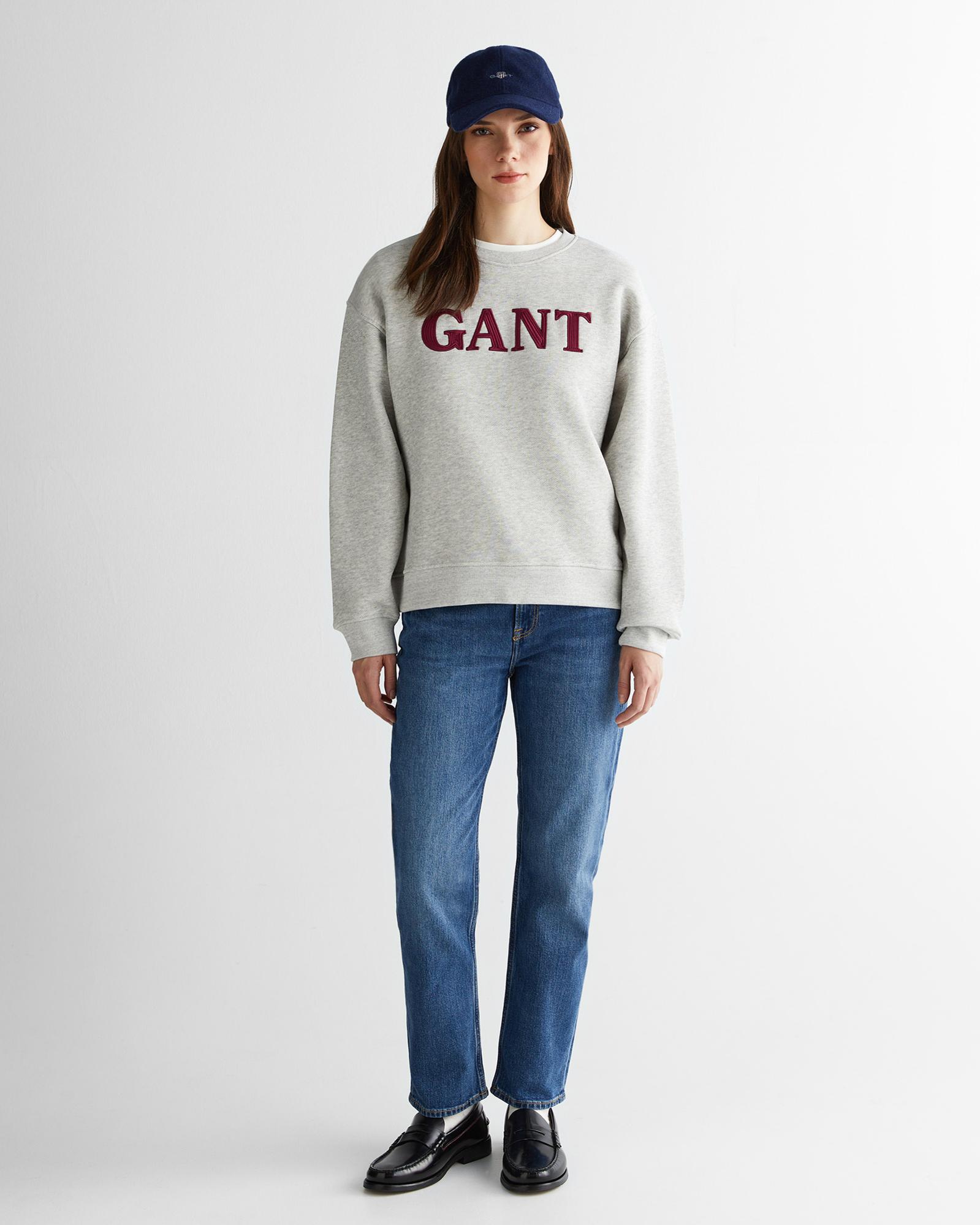 GANT Kadın Gri Relaxed Fit Bisiklet Yaka Sweatshirt