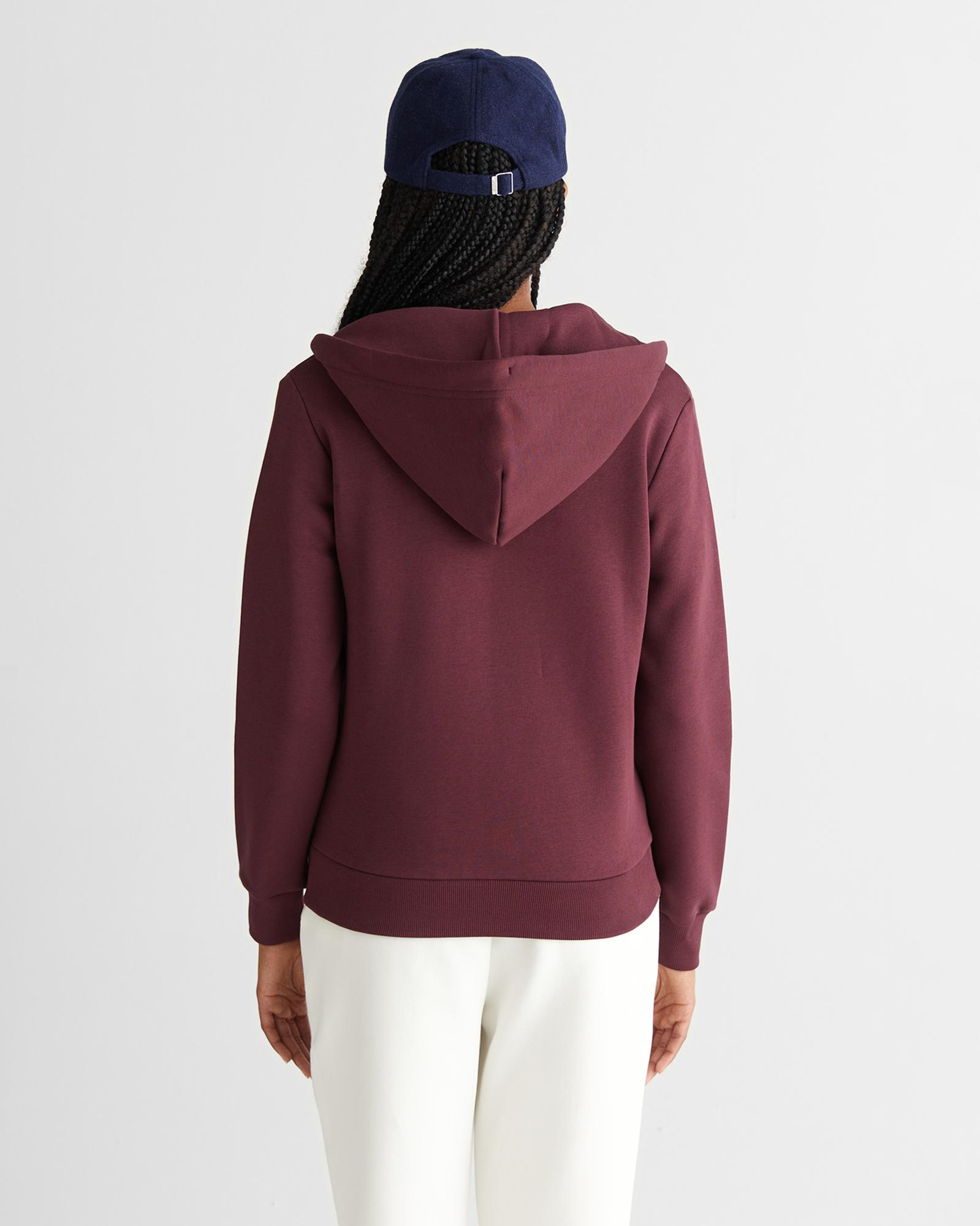 GANT Kadın Bordo Regular Fit Kapüşonlu Fermuarlıı Sweatshirt