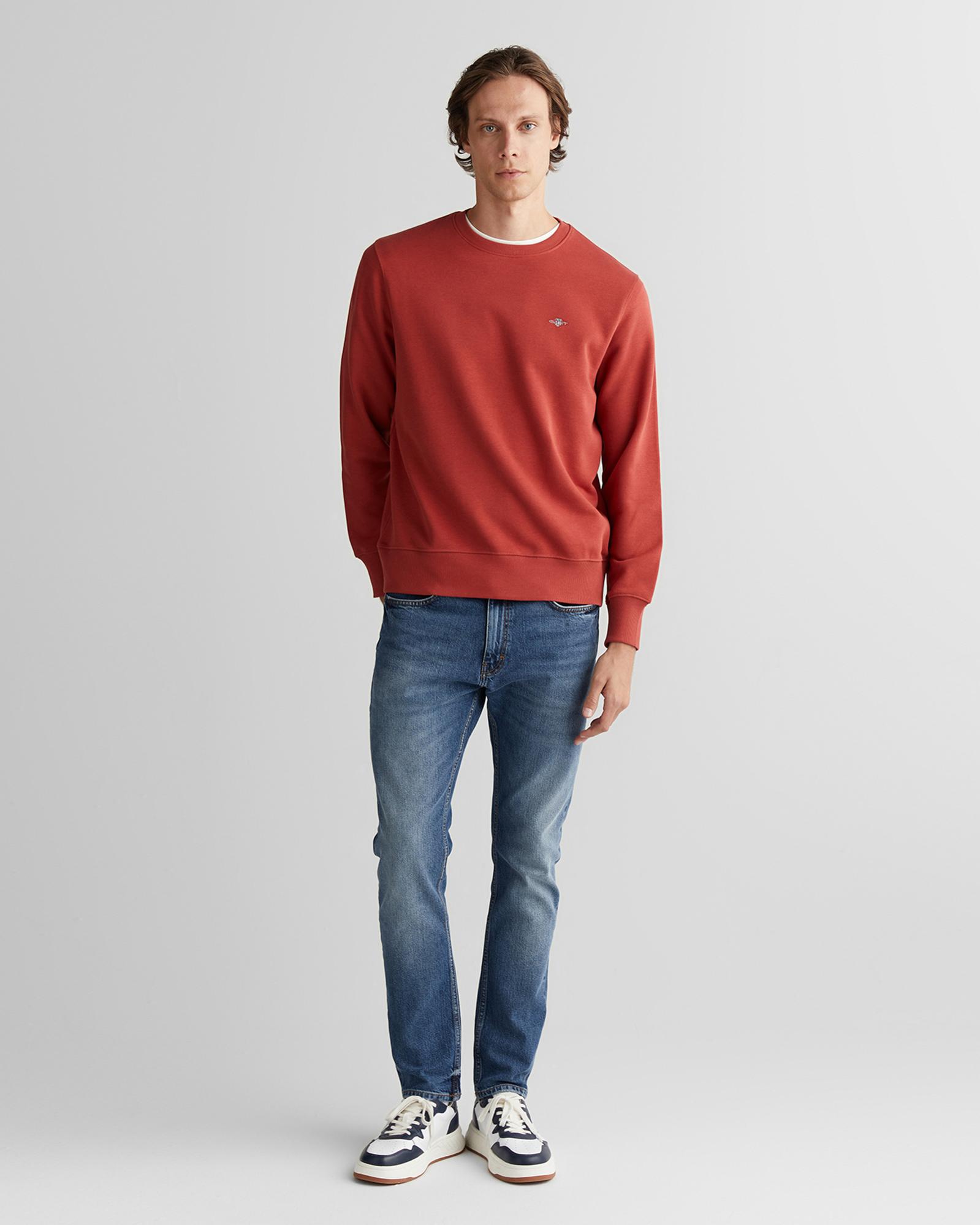 GANT Erkek Kırmızı Regular Fit Bisiklet Yaka Sweatshirt