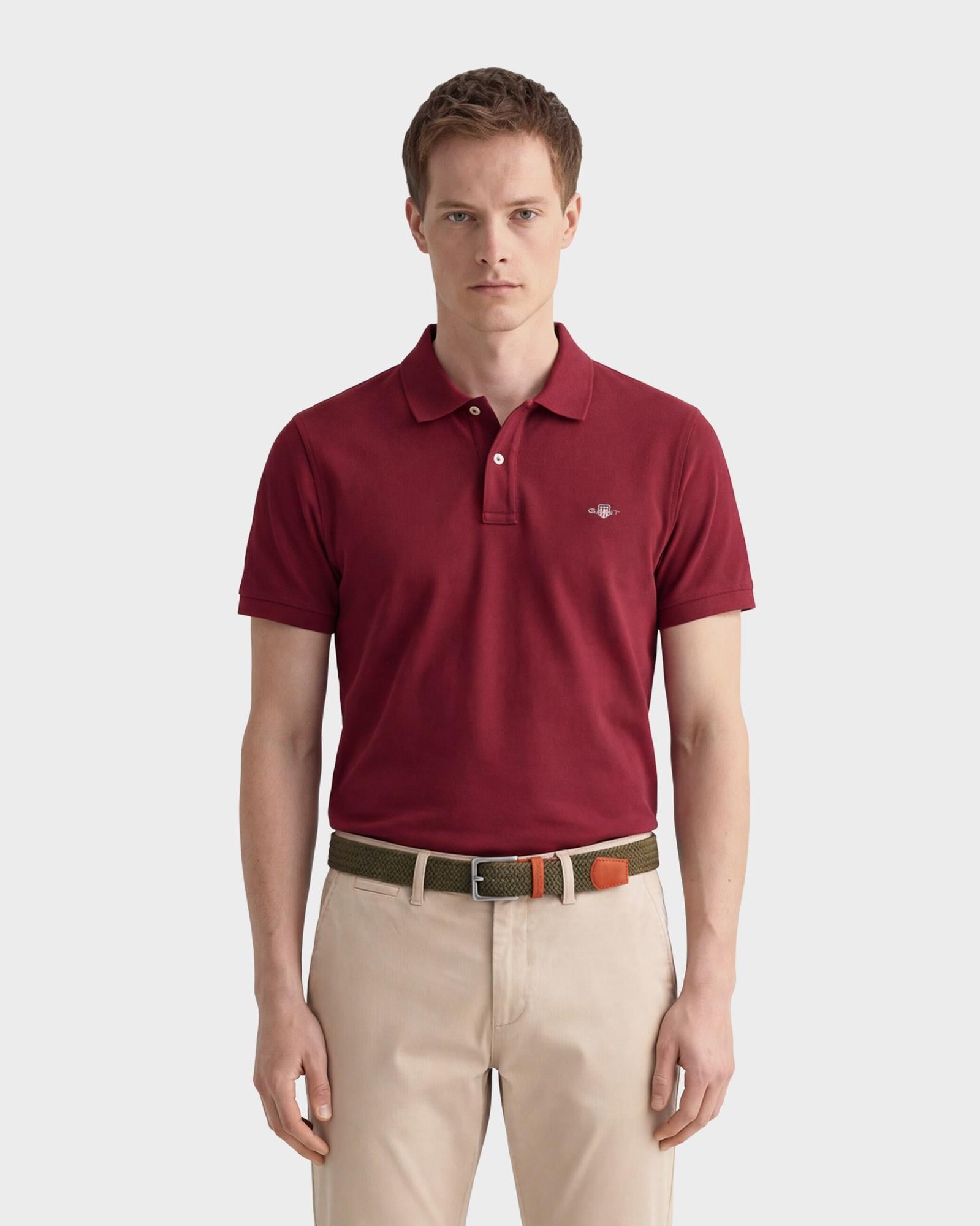 GANT Erkek Bordo Regular Fit Polo