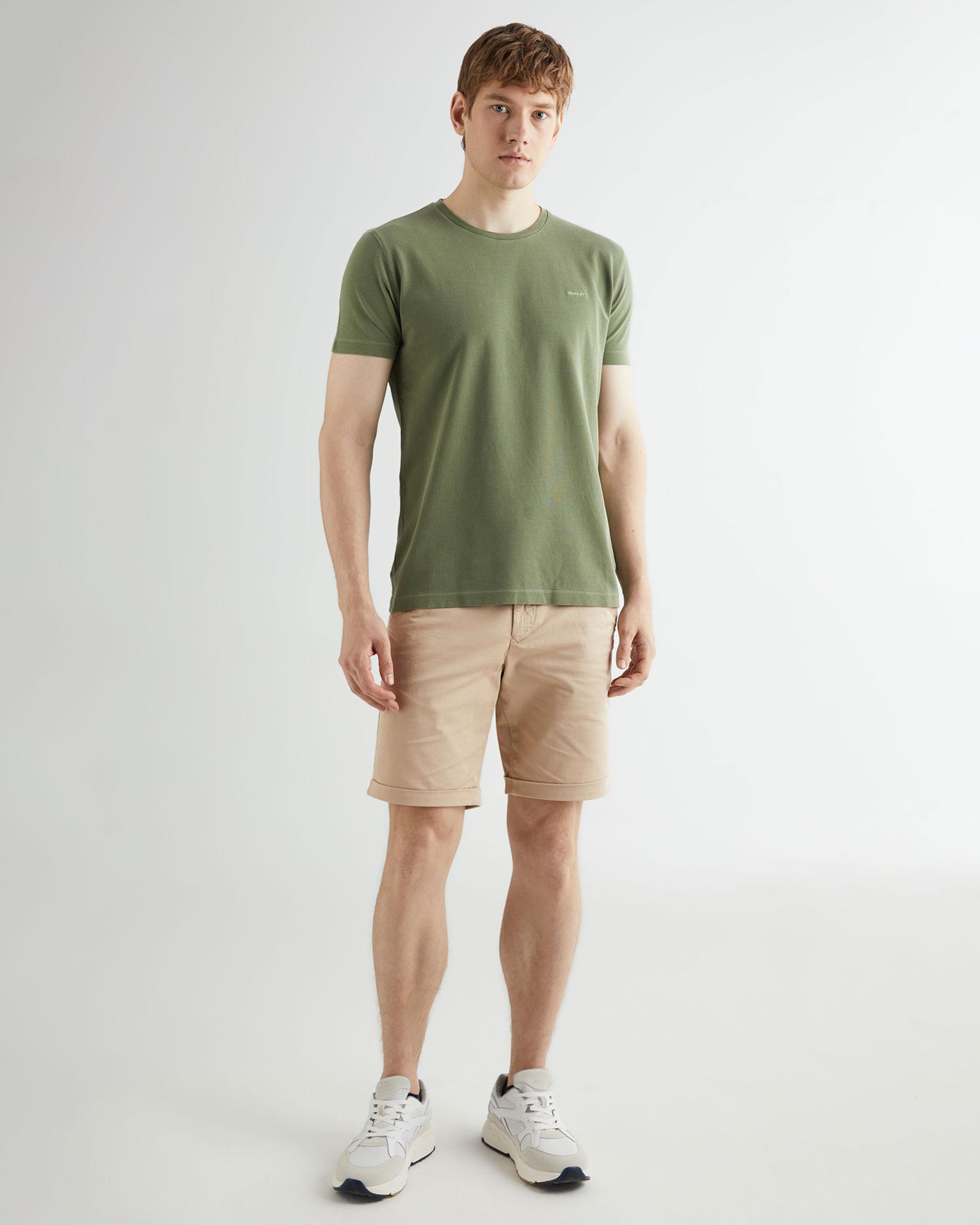 GANT Erkek Yeşil Slim Fit Bisiklet Yaka T-shirt