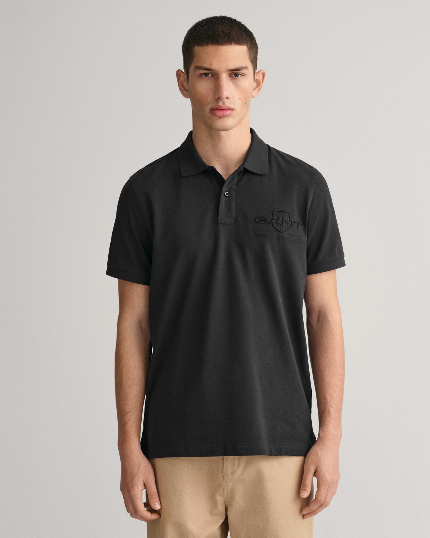 GANT Erkek Siyah Regular Fit Logolu Polo