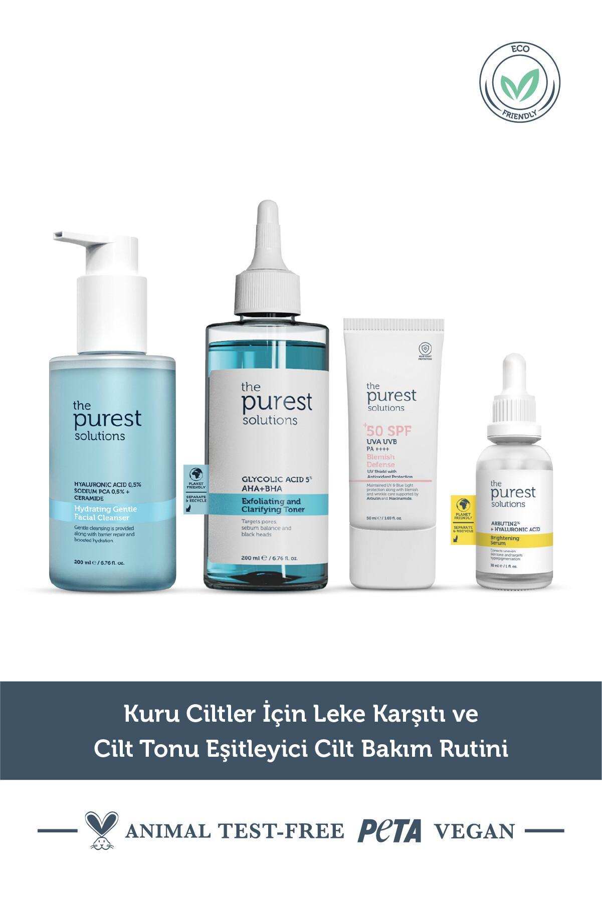 The Purest Solutions Kuru ve Lekeli Ciltler için Aydınlatıcı ve Cilt Tonu Eşitleyici Bakım Seti