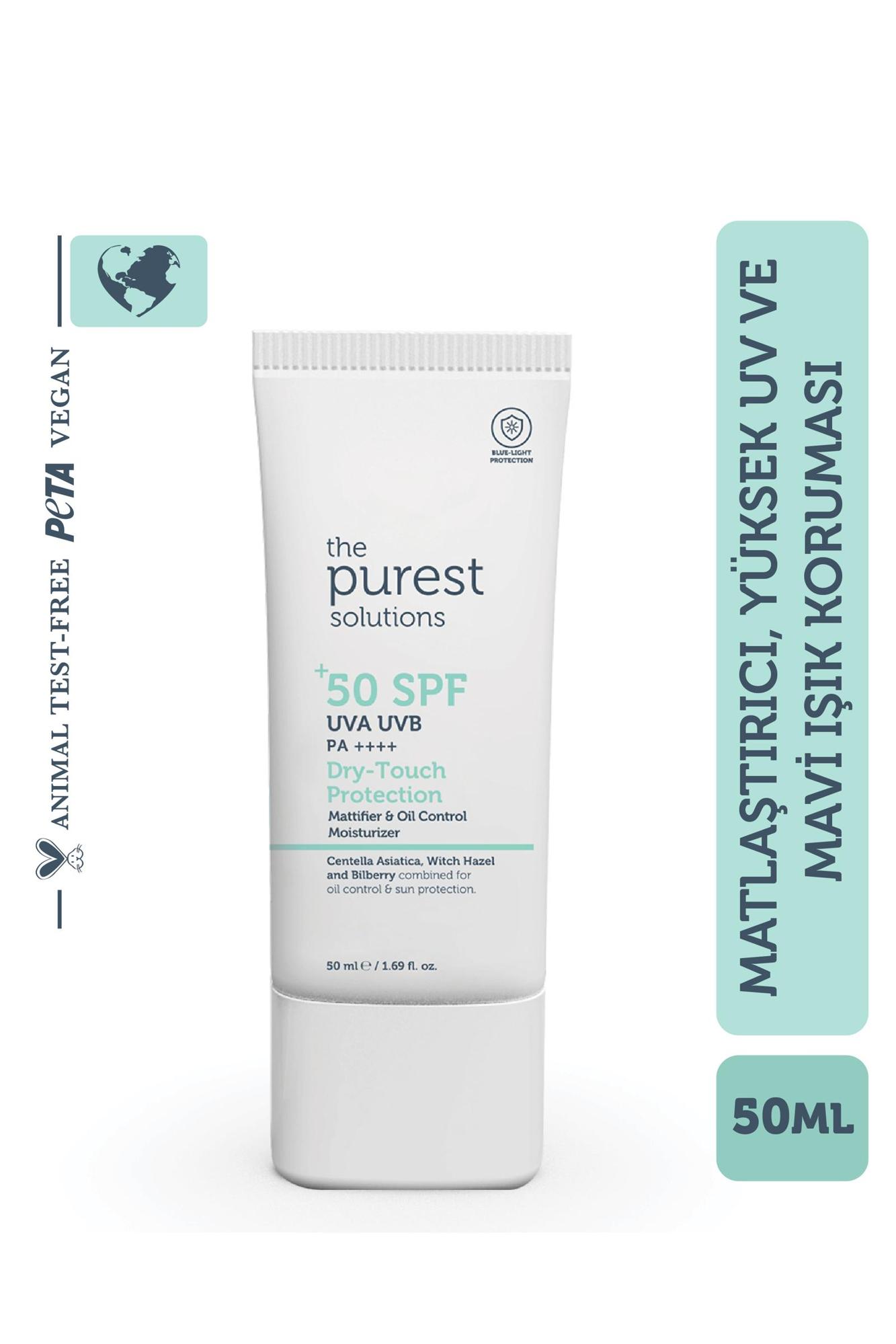 The Purest Solutions Yağlı Ciltler İçin Mat Bitişli Güneş Kremi 50+ SPF Dry-Touch Protection - Mattifier & Oil Control Moisturizer 50 ML