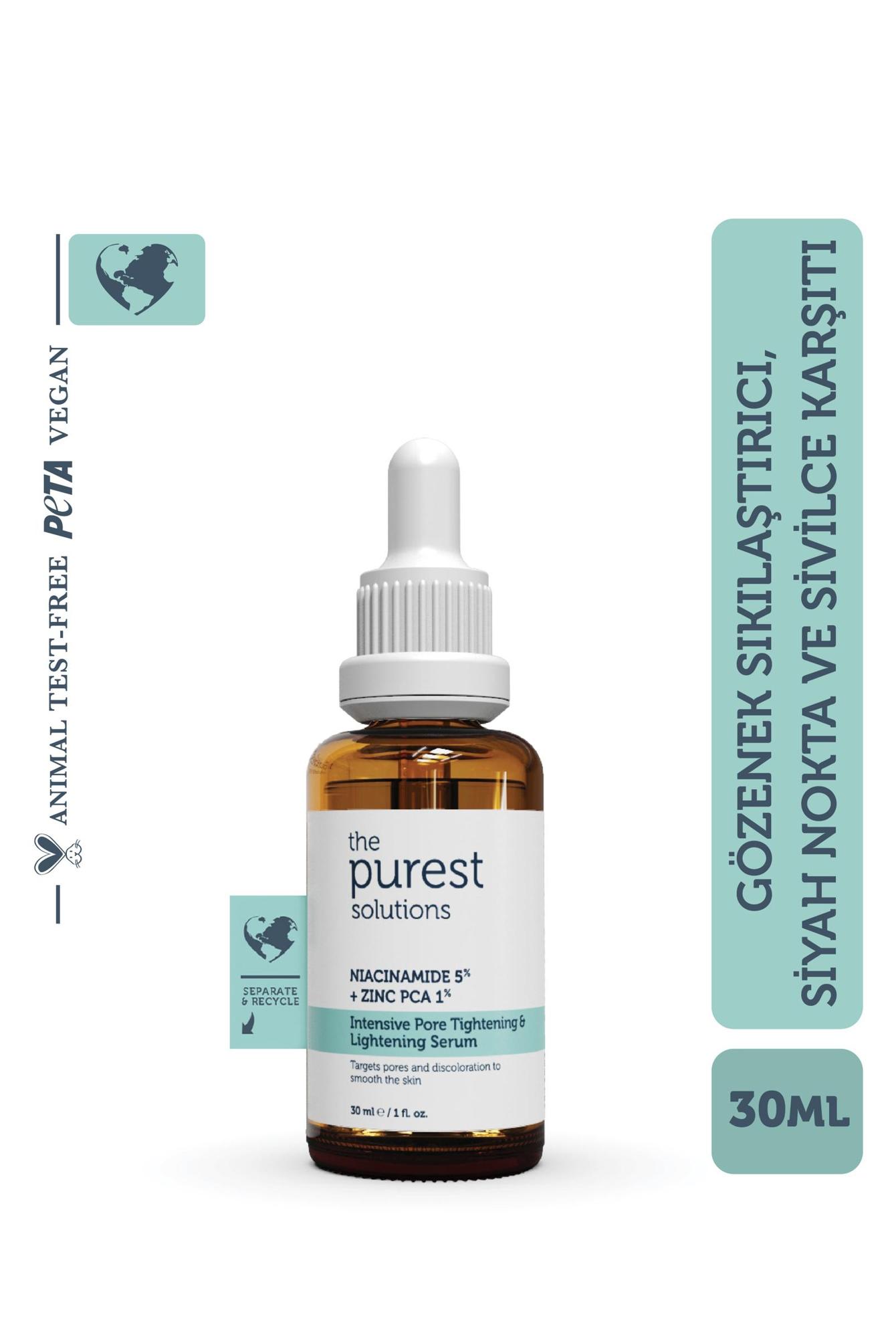 The Purest Solutions Gözenek, Siyah Nokta Ve Akne (sivilce) Giderici Bakım Serumu (niacinamide 5% + Zınc Pca 1%) 30 ML