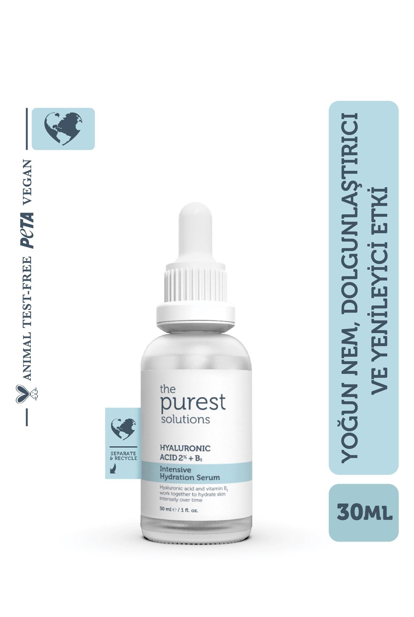 The Purest Solutions Tüm Cilt Tipleri İçin Yoğun Nemlendirici Bakım Serumu (Hyaluronic Acid %2 + B5) 30 ML