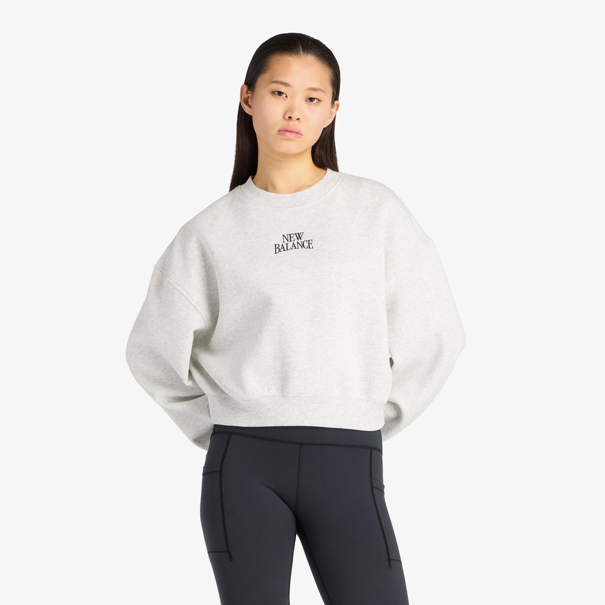 New Balance Linear Heritage Fleece Kadın Gri Sweatshirt