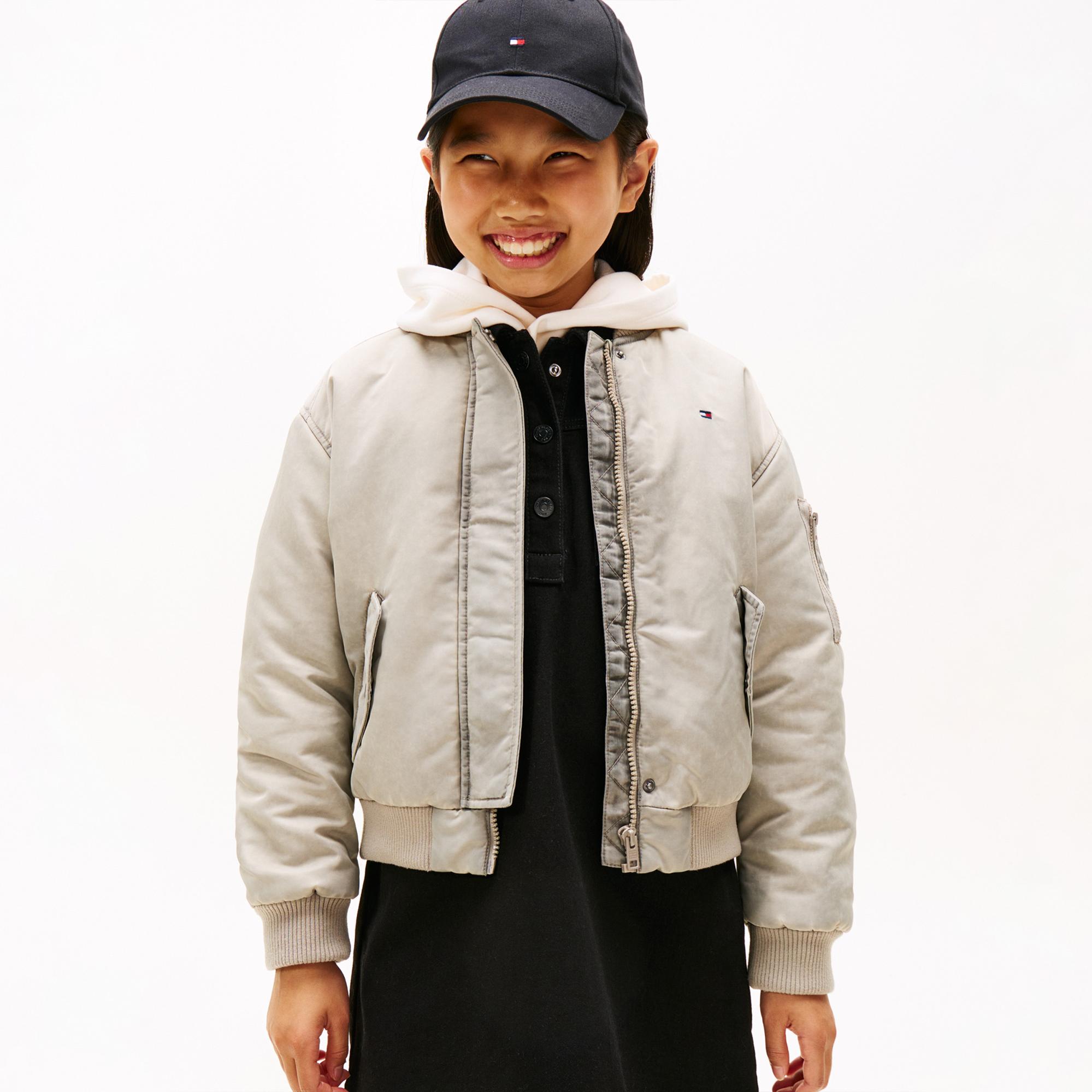 Tommy Hilfiger Washed Bomber Çocuk Bej Ceket