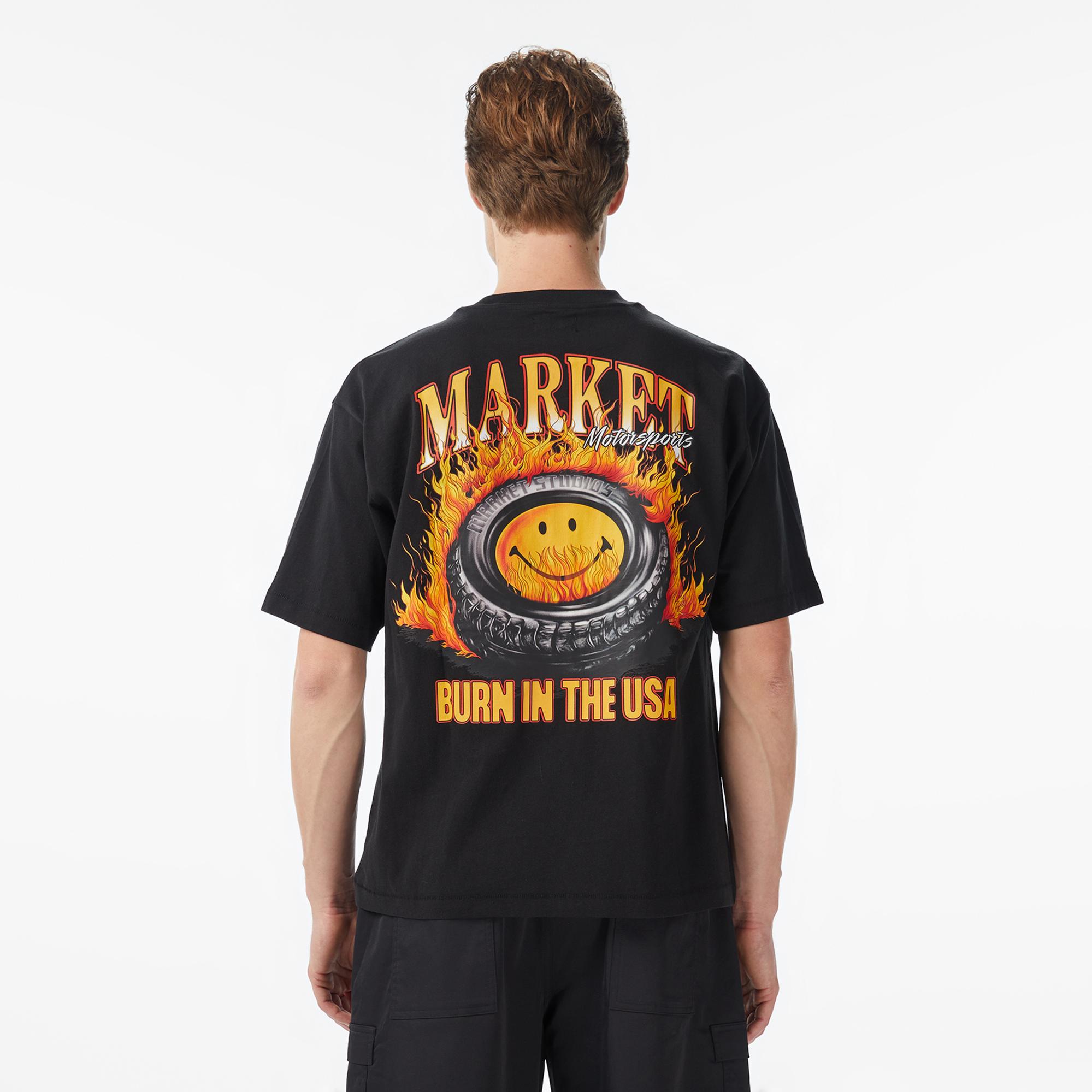 Market Smiley Burnt Rubber Erkek Gri T-Shirt
