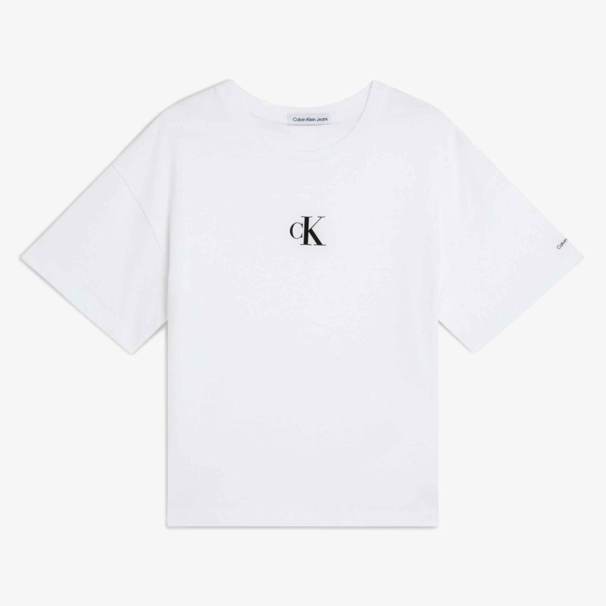 Calvin Klein Logo Boxy Beyaz Çocuk T-Shirt