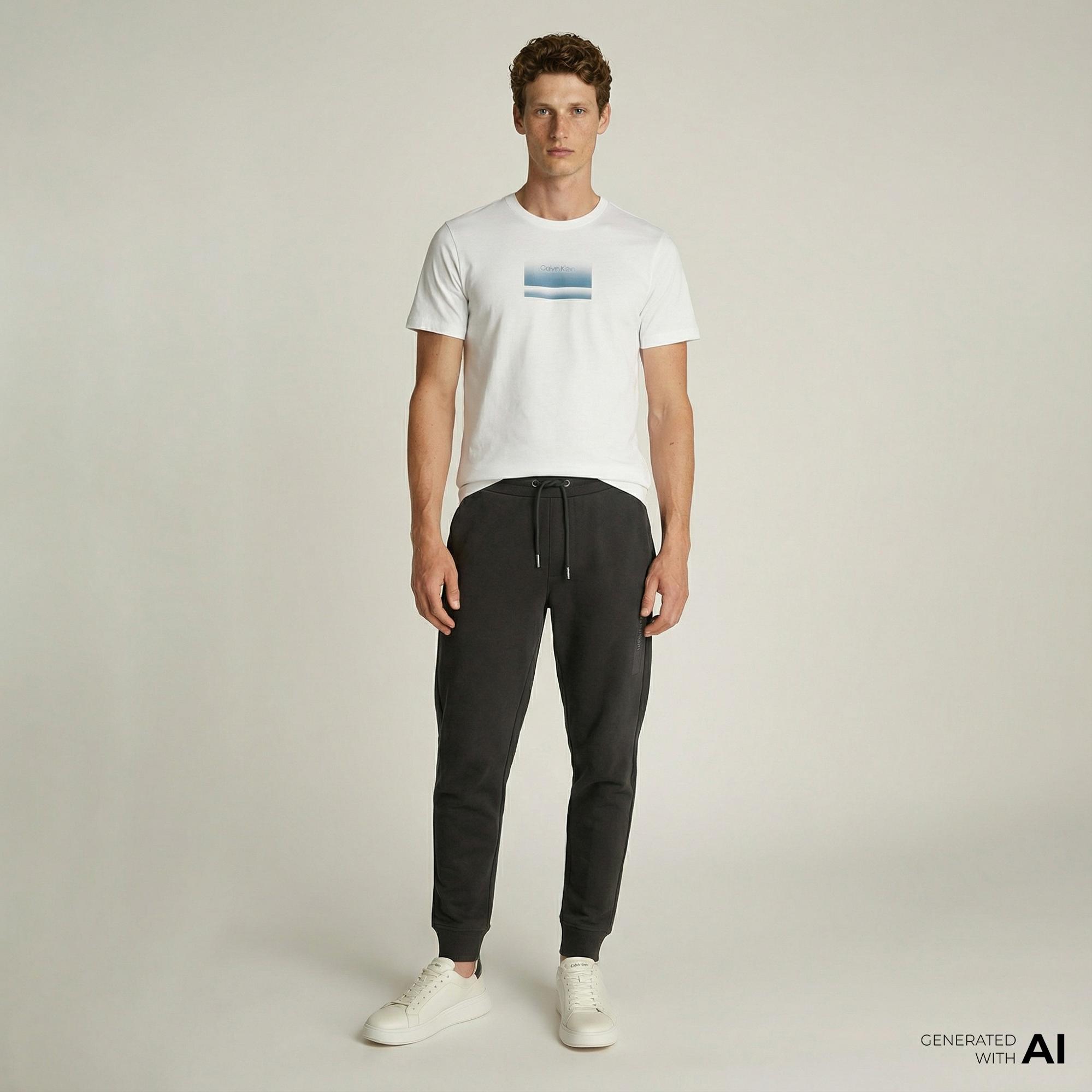 Calvin Klein Structured Embroidery Sweats Erkek Siyah Eşofman Altı