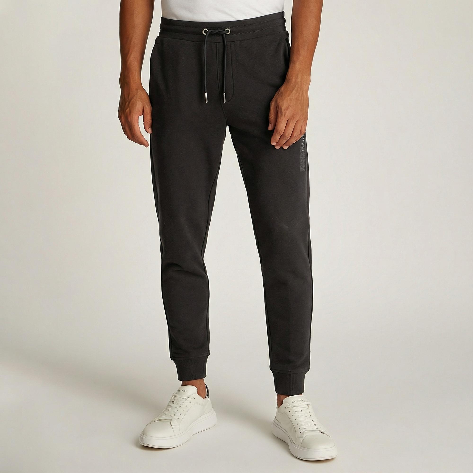 Calvin Klein Structured Embroidery Sweats Erkek Siyah Eşofman Altı