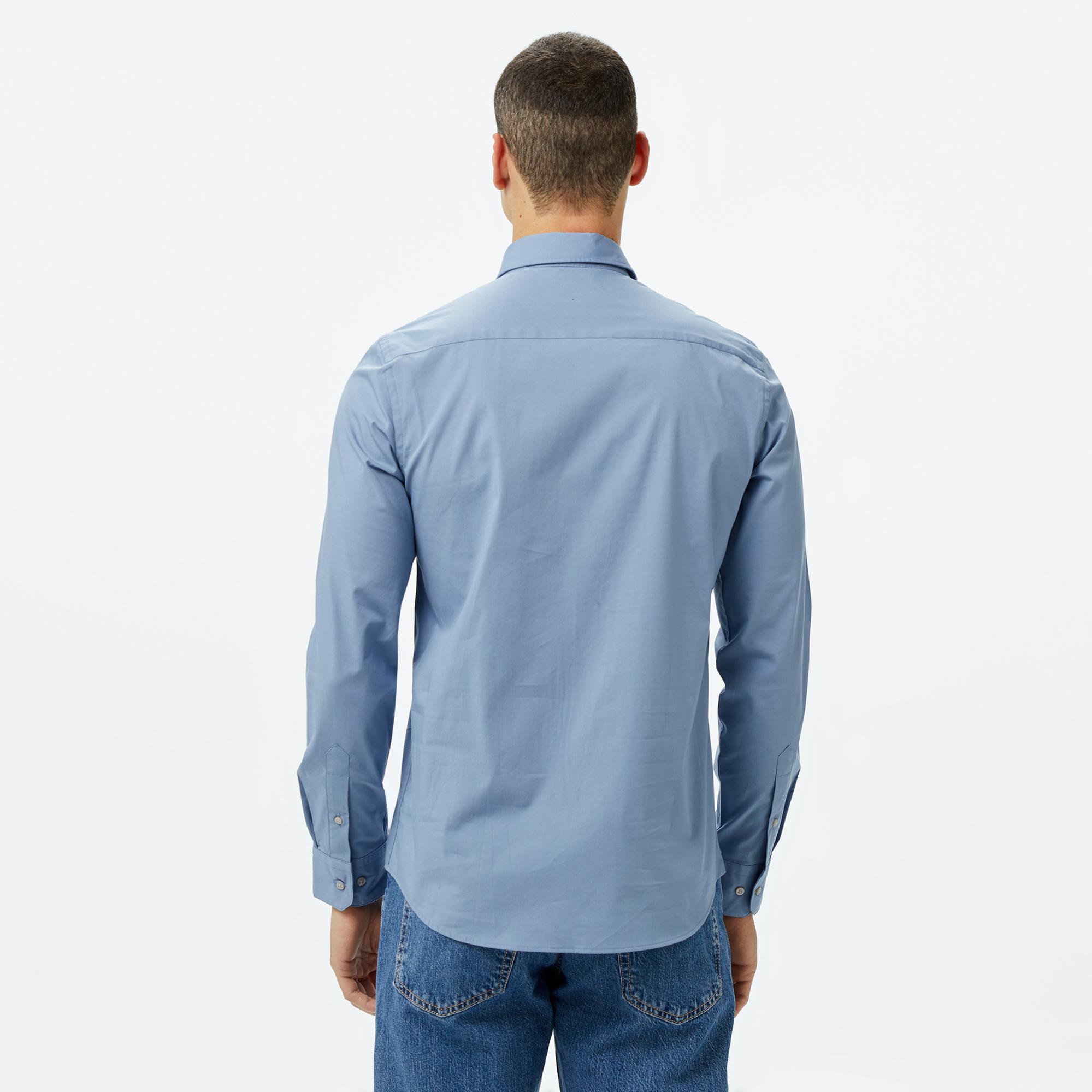 Calvin Klein Poplin Stretch Slim Erkek Mavi Gömlek