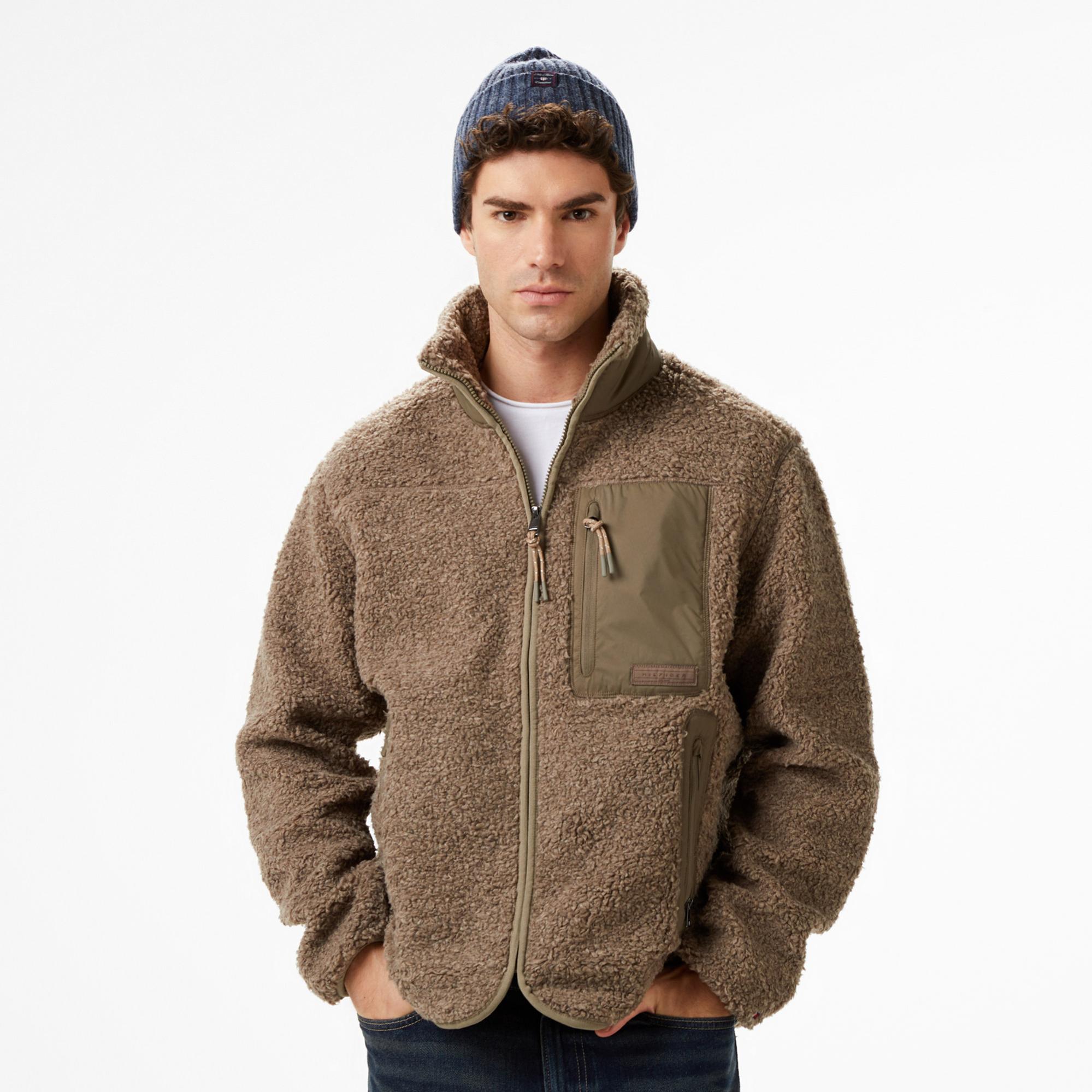Tommy Hilfiger Teddy Through Erkek Fermuarlı Bej Ceket